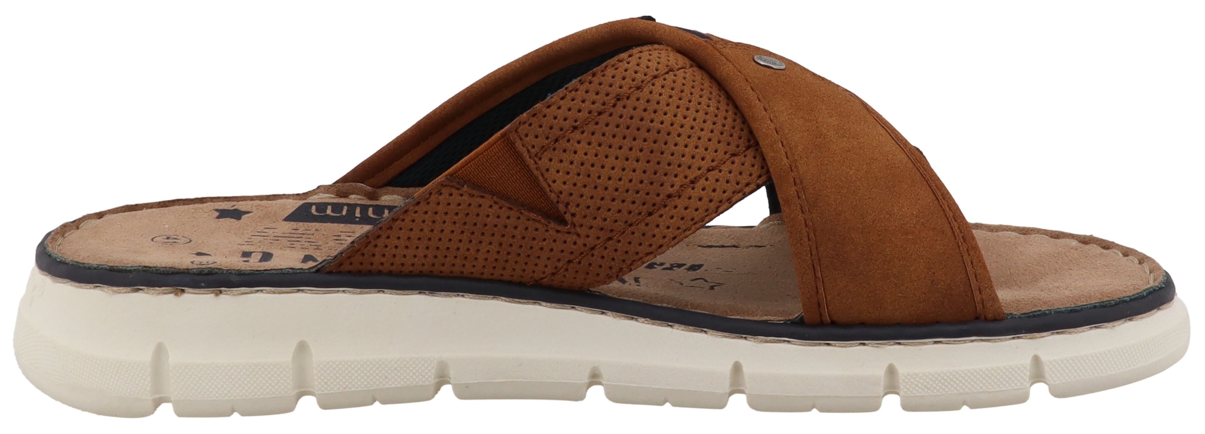 Mustang Shoes Pantolette »Emiliano«  Sommerschuh, Schlupfschuh mit Logoschriftzug