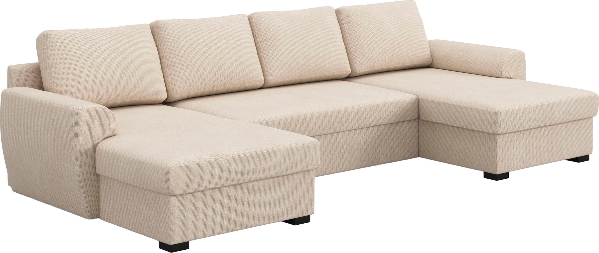 COTTA Wohnlandschaft »Drift U-Form Ottomane, Breite 327 cm« optional auch mit Schlaffunktion, Wellenunterfederung