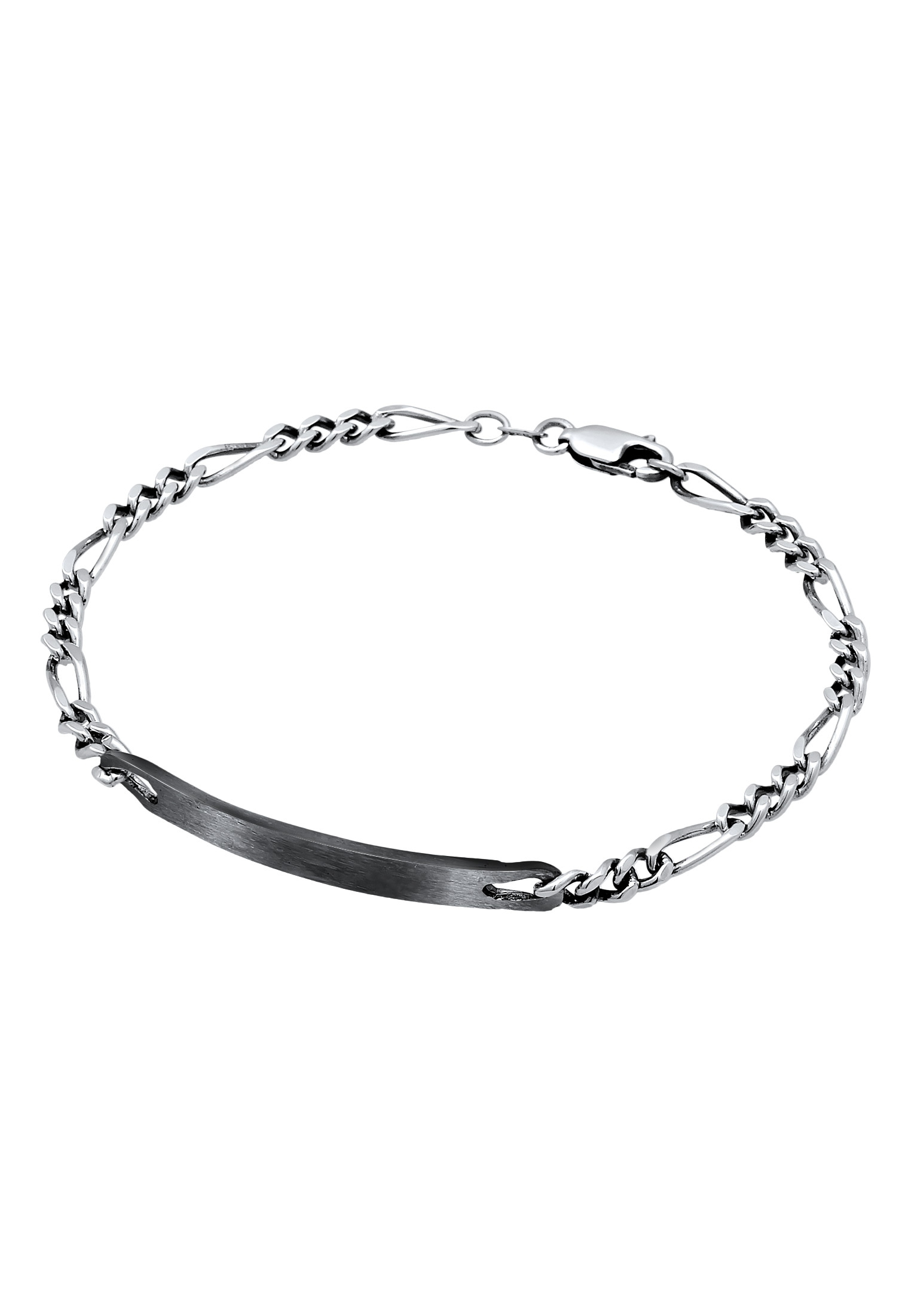 Kuzzoi Armkette »Armband Herren ID Platte Figaro Klassisch 925 Silber«