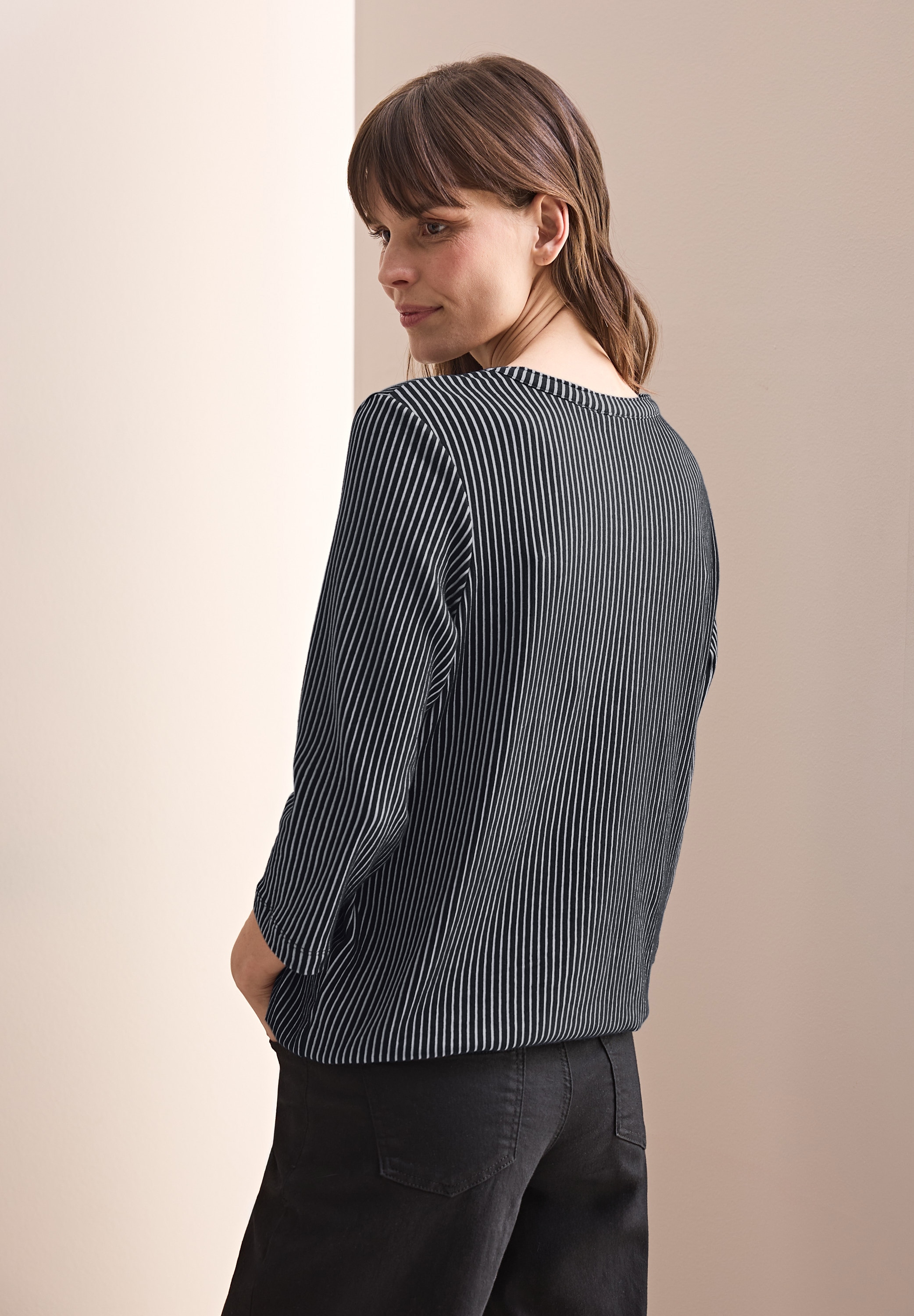 Cecil 3/4-Arm-Shirt, im Tunika-Look, mit geschlitztem Rundhals