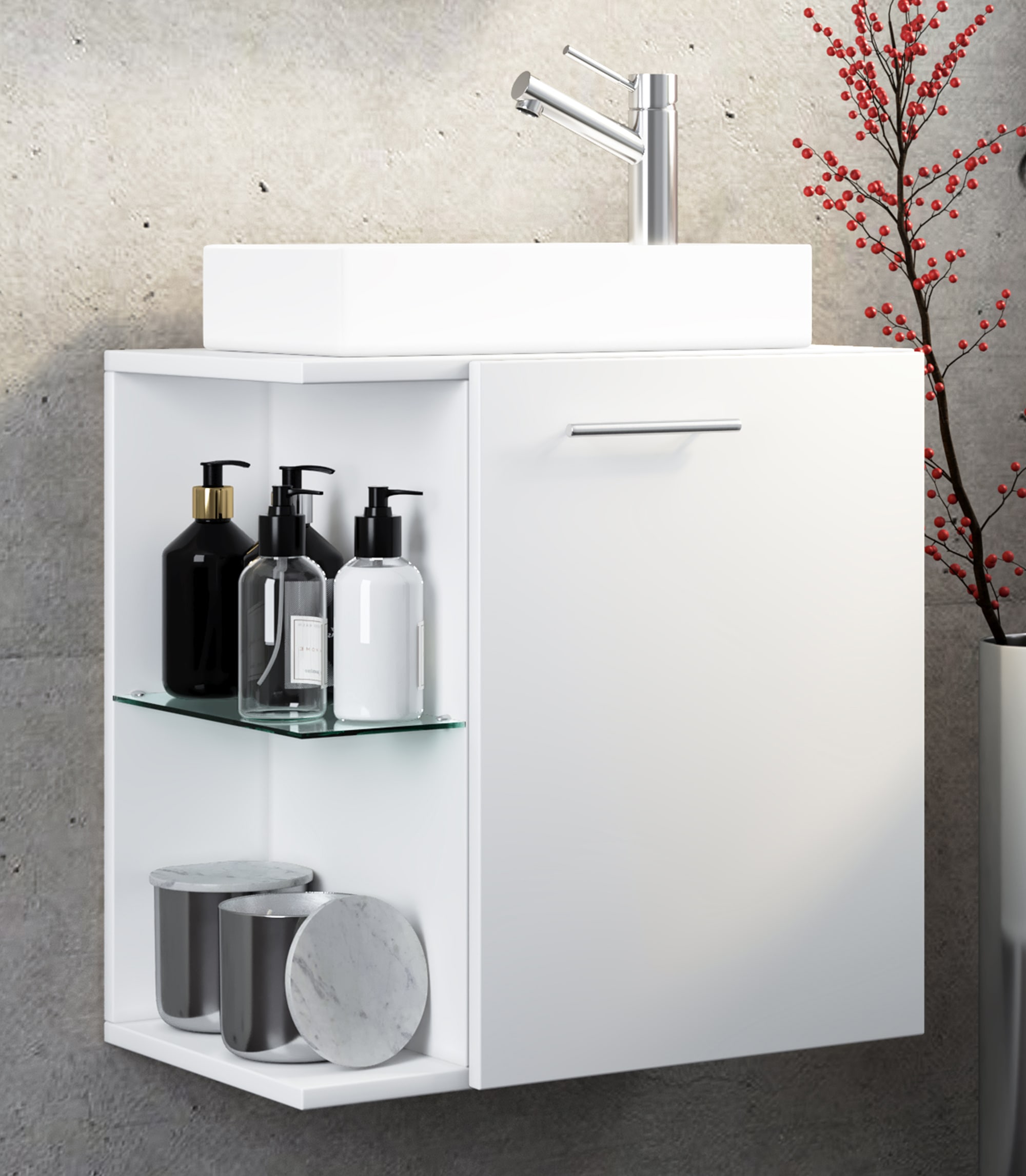 VCM Waschbeckenunterschrank »VCM 2-tlg Set | Waschplatz für Gäste WC | Gästebad | Waschtisch | Badezimmer Set ¿ Hausa« 2 Stk. tlg.