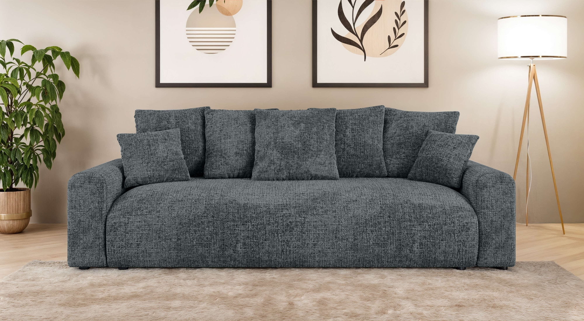 Home affaire Big-Sofa »LAKESIDE klein 3-Sitzer Schlafsofa mit Bettkasten, Breite 238 cm« Liegefläche 149x195 cm, hoher Sitzkomfort, Maße B/T/H: 238/98/85cm