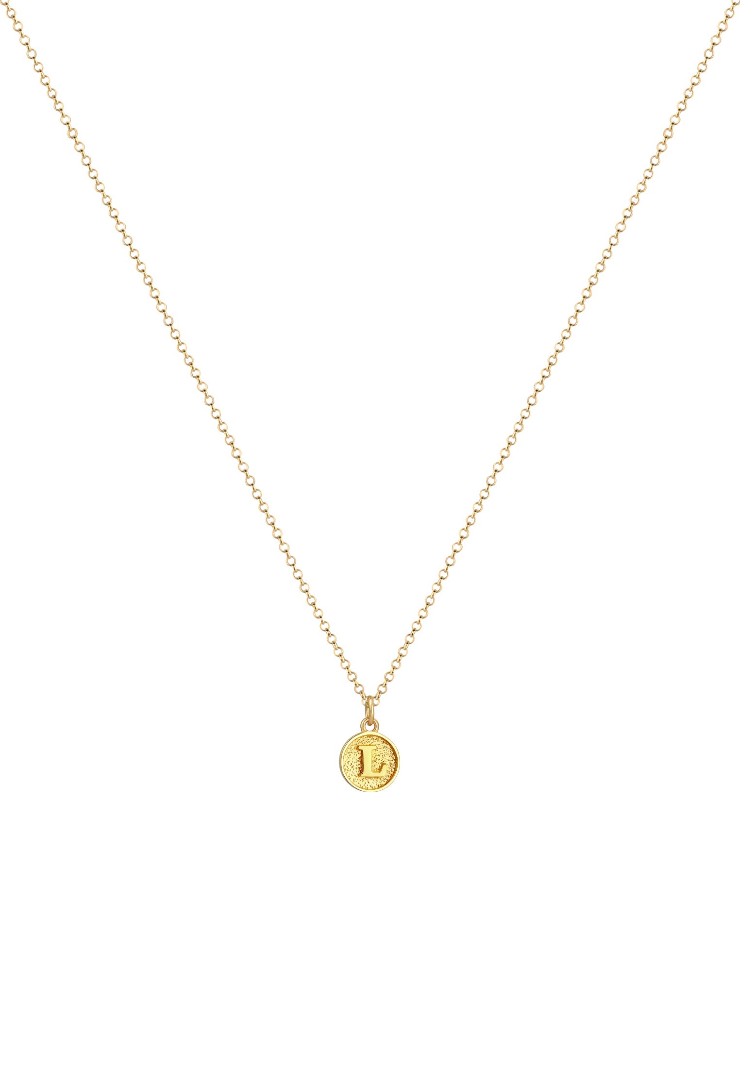 Elli Kette mit Anhänger »Halskette Plättchen Vintage Buchstabe L Initialen 925 Sterling Silber«