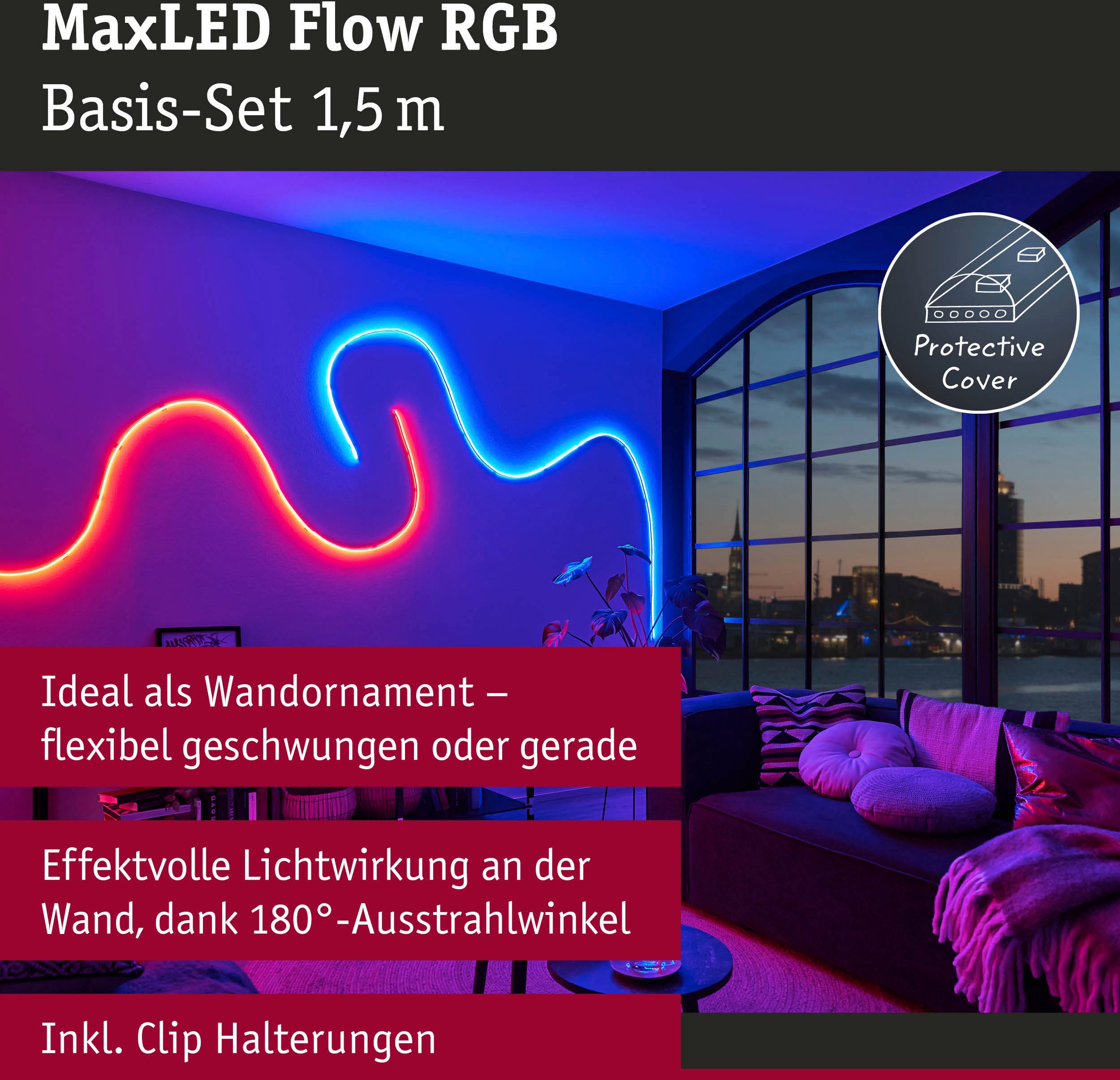 Paulmann LED-Streifen »MaxLED Flow Basisset 1,5m RGB 13,5W«, inkl. Funk-Fernbedienung