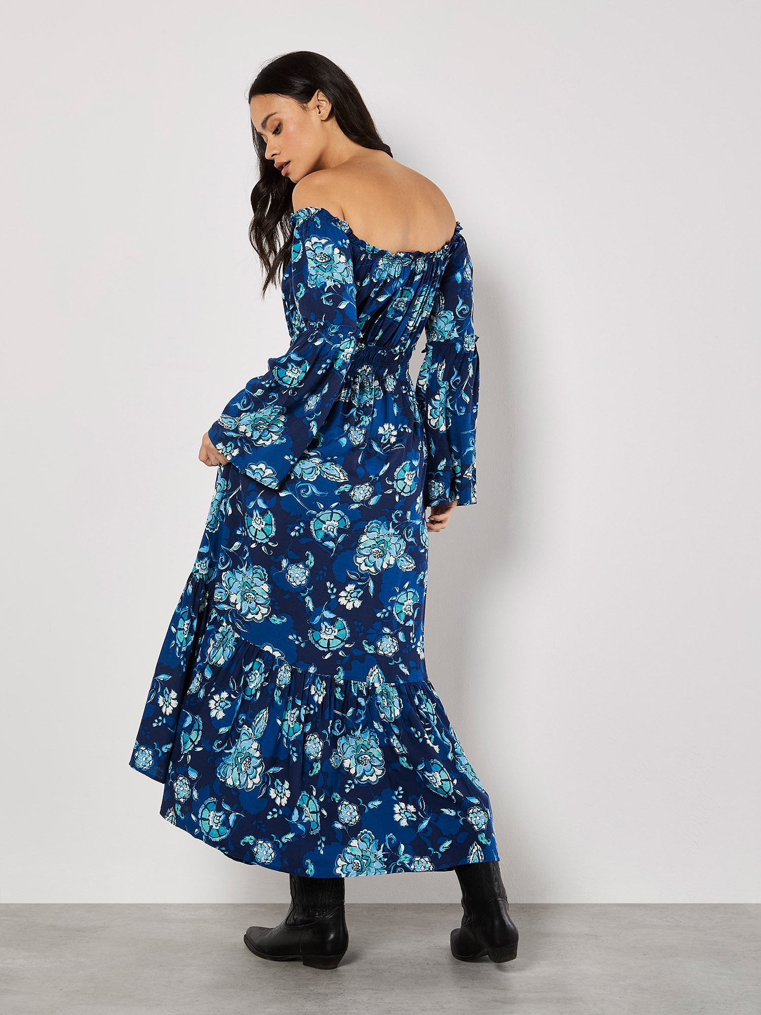 Apricot Druckkleid »Maxikleid« mit Smokdetails