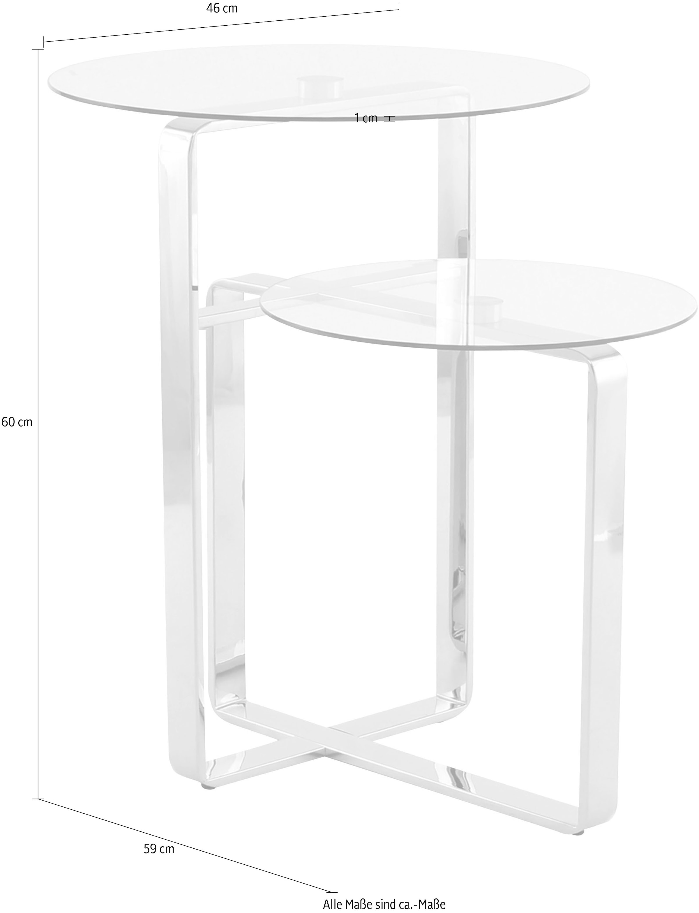 Kayoom Beistelltisch »Katris«, ausgefallenes Gestelldesign aus Edelstahl, zwei Ablageflächen