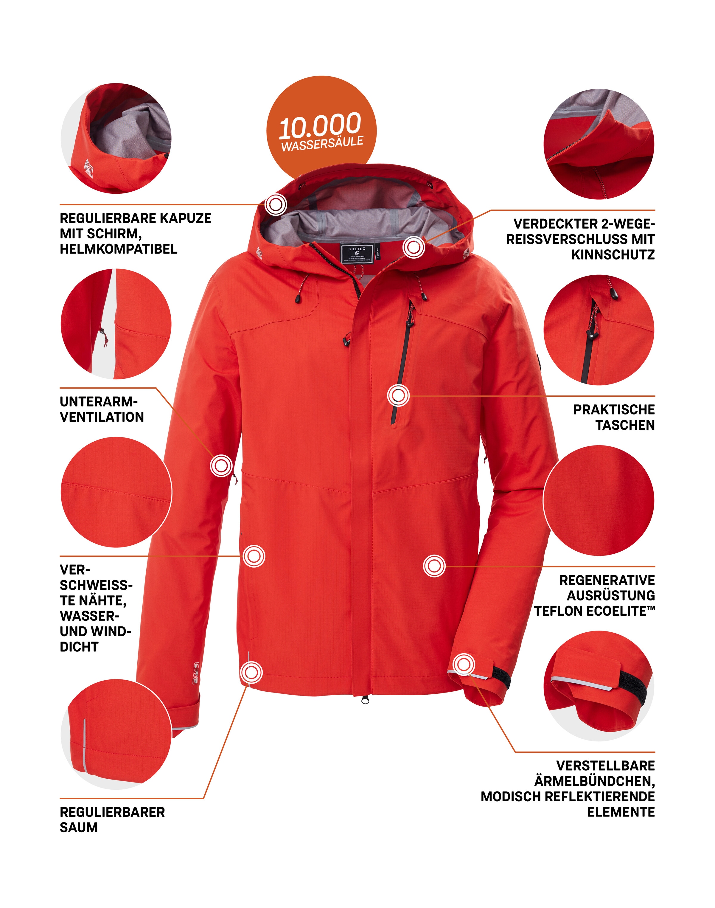 Killtec Funktionsjacke »KOS 27 MN JCKT« Leichte, wasserdichte, atmungsaktive 3-Lagen Funktionsjacke