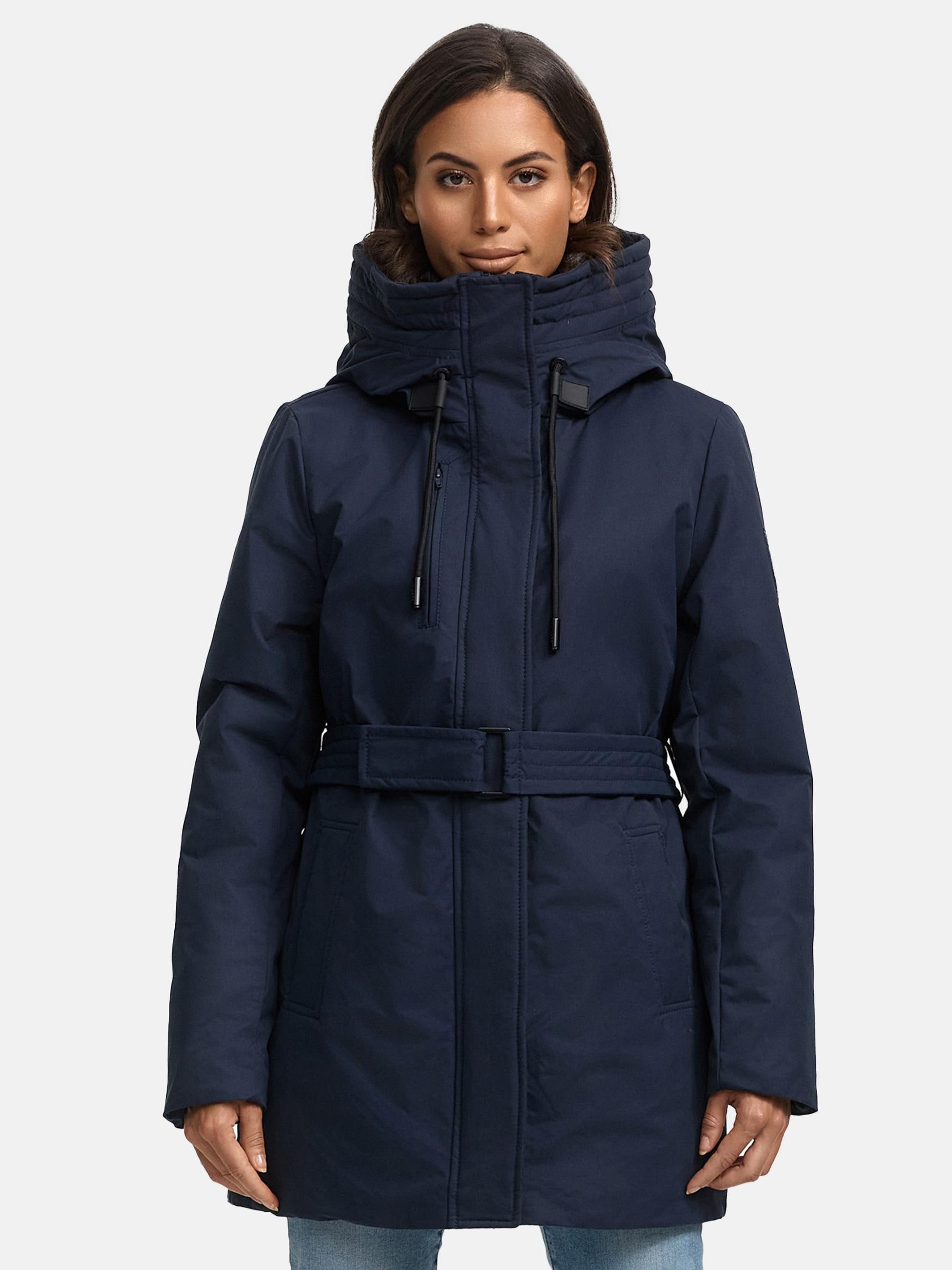 Navahoo Winterjacke »Parka Eishauch 14«, mit Kapuze, Damen Winterparka mit Taillengürtel und Fleece-Kragen