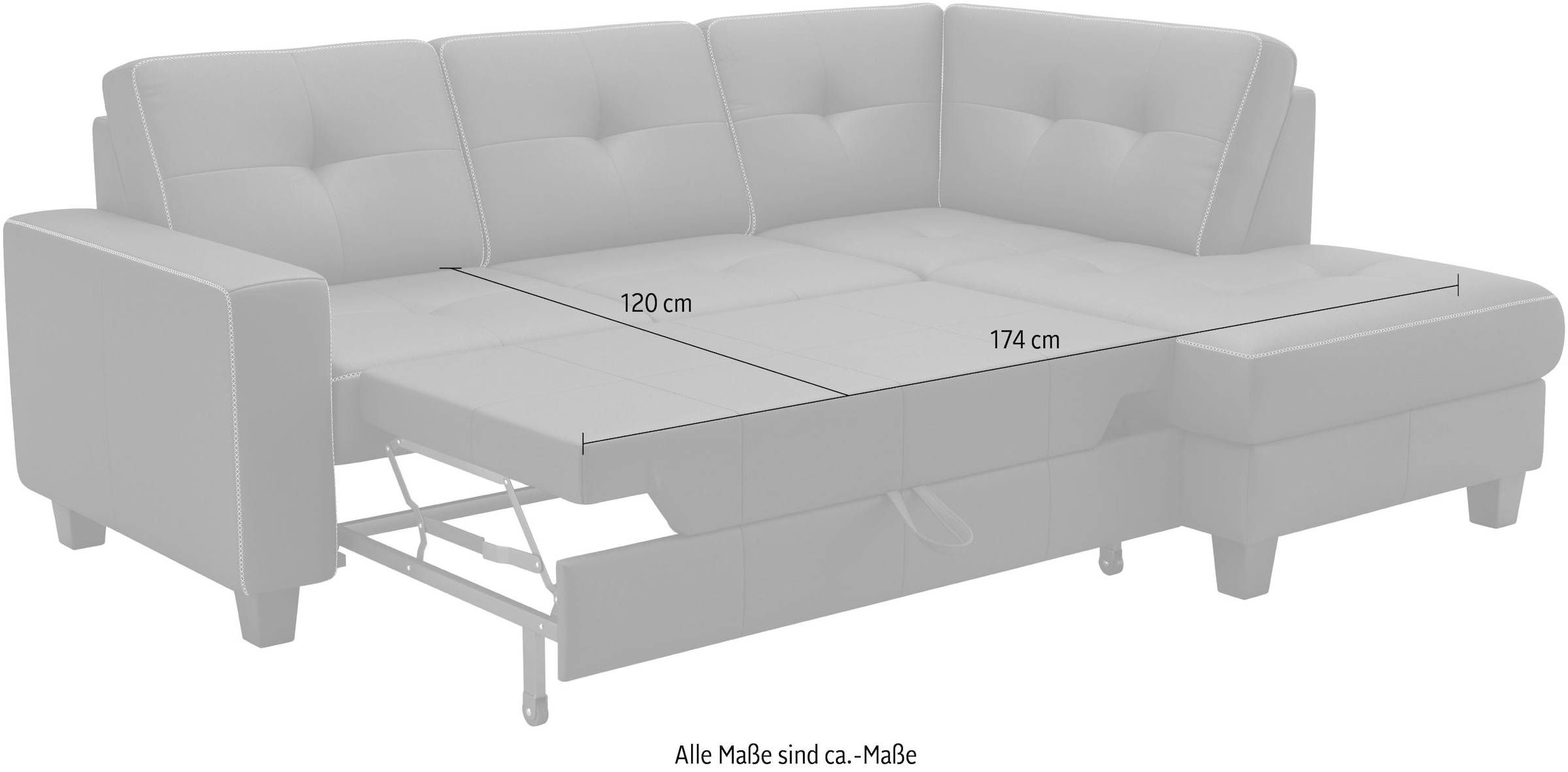 Places of Style Ecksofa »Varese«, wahlweise mit Bettfunktion und Bettkasten