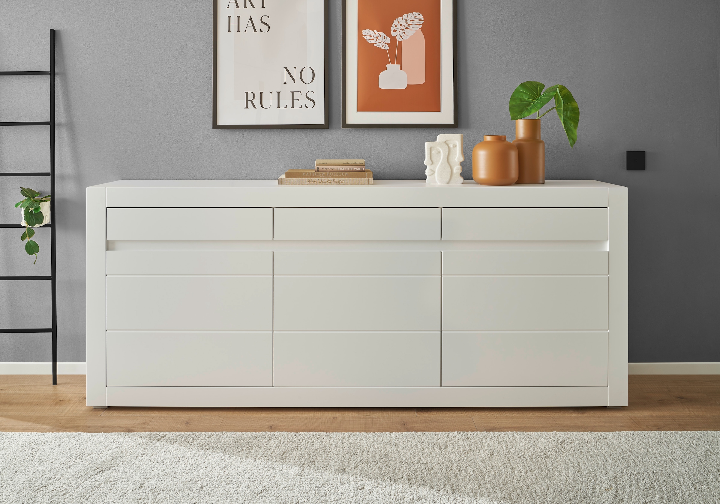 INOSIGN Sideboard »Chester, moderne Anrichte, Kommode mit Stauraum, Schrank, Weiß Matt«, (1 St.), austauschbare Blende in Griffleiste, zeitloses Design, 217 cm breit