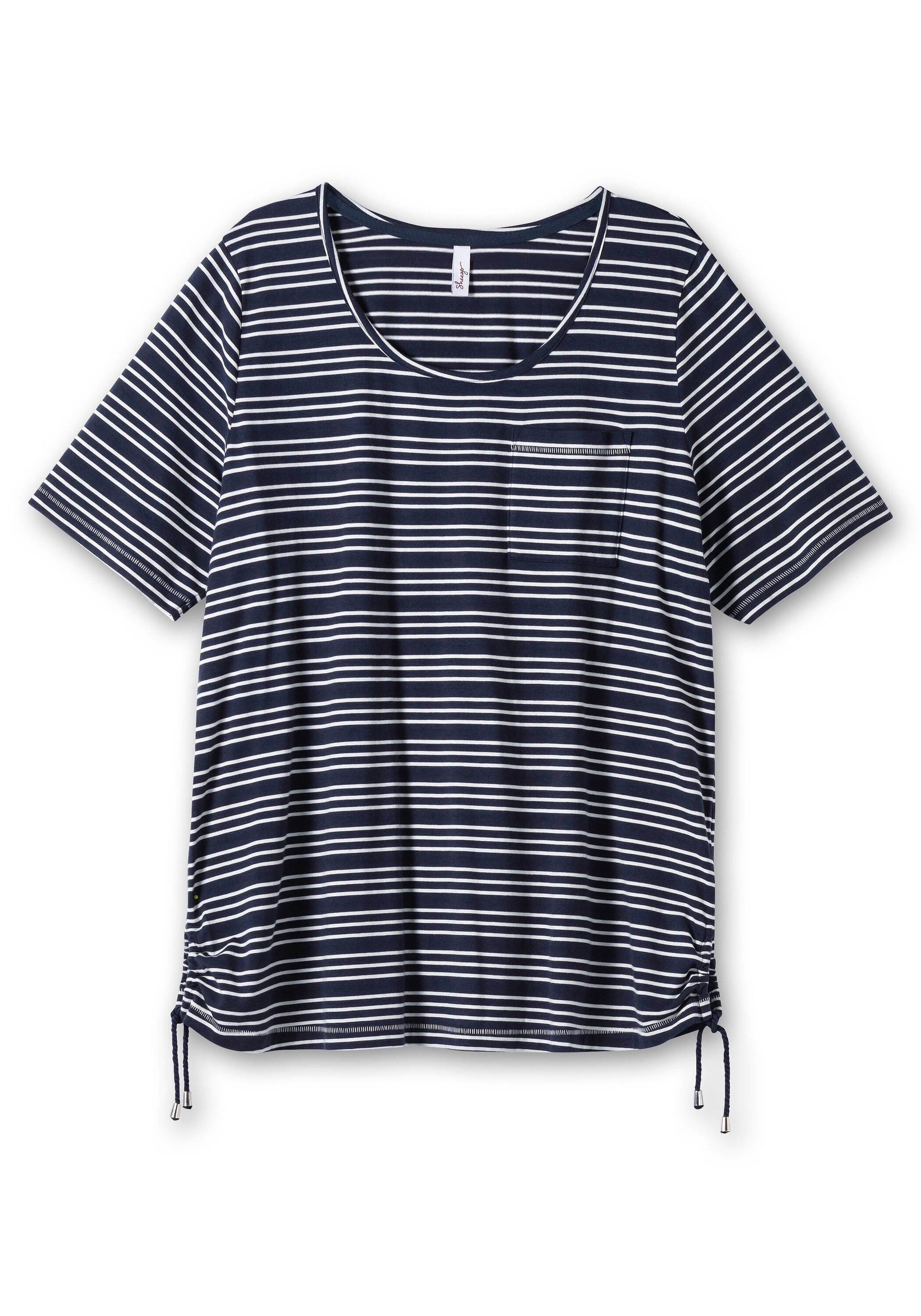 Sheego T-Shirt »Ringelshirt mit Tunnelzug in der Seitennaht«, mit Tunnelzug in der Seitennaht