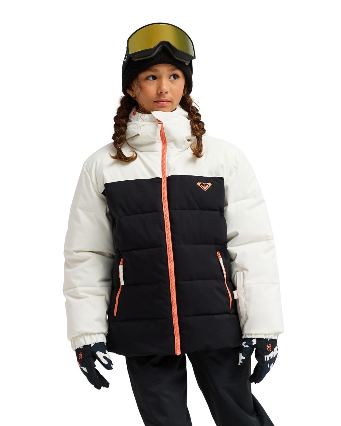 Roxy Mädchen Snowboardjacke »Snowyhill Puffy« in weiß, Größe 10(140-148cm)