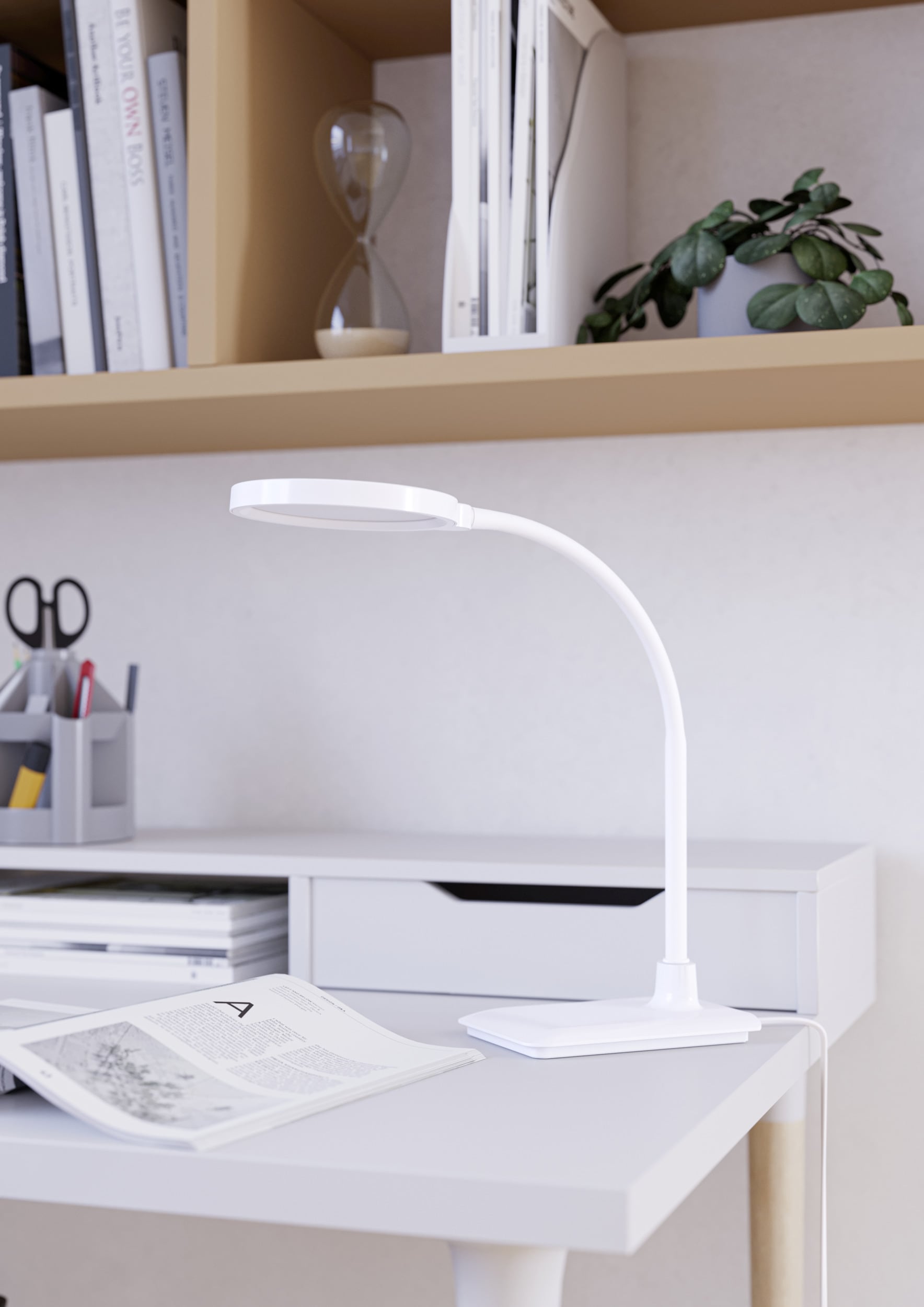 EGLO Tischleuchte »LAURO Tischlampe - Kunststoff - LED - 1X5,5W - IP20« LED-Modul 1 Stk. Kaltweiß | Neutralweiß | Warmweiß Nachttischlampe, Schreibtischleuchte, Leselampe, L33,5 x B14 x H36 cm