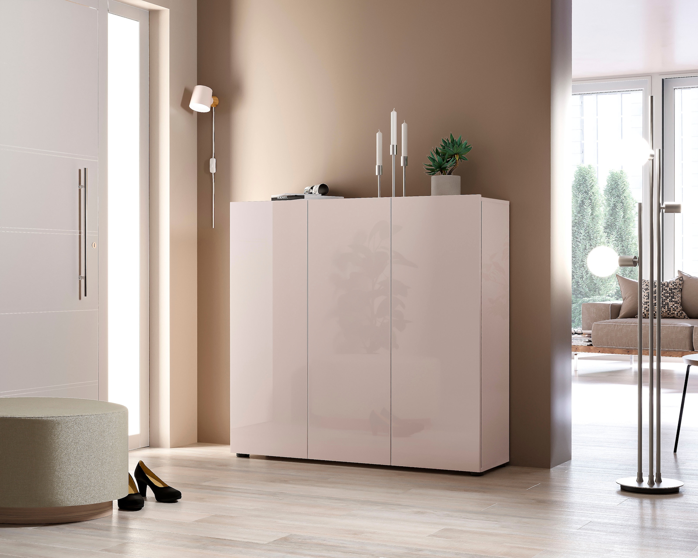 Home affaire Schuhschrank »MISTER- Schuhregal, Made in Italy, 12 Fächer, 10 Einlegeböden« Breite 120 cm, höhe 114 cm, komplett Hochglanz lackiert