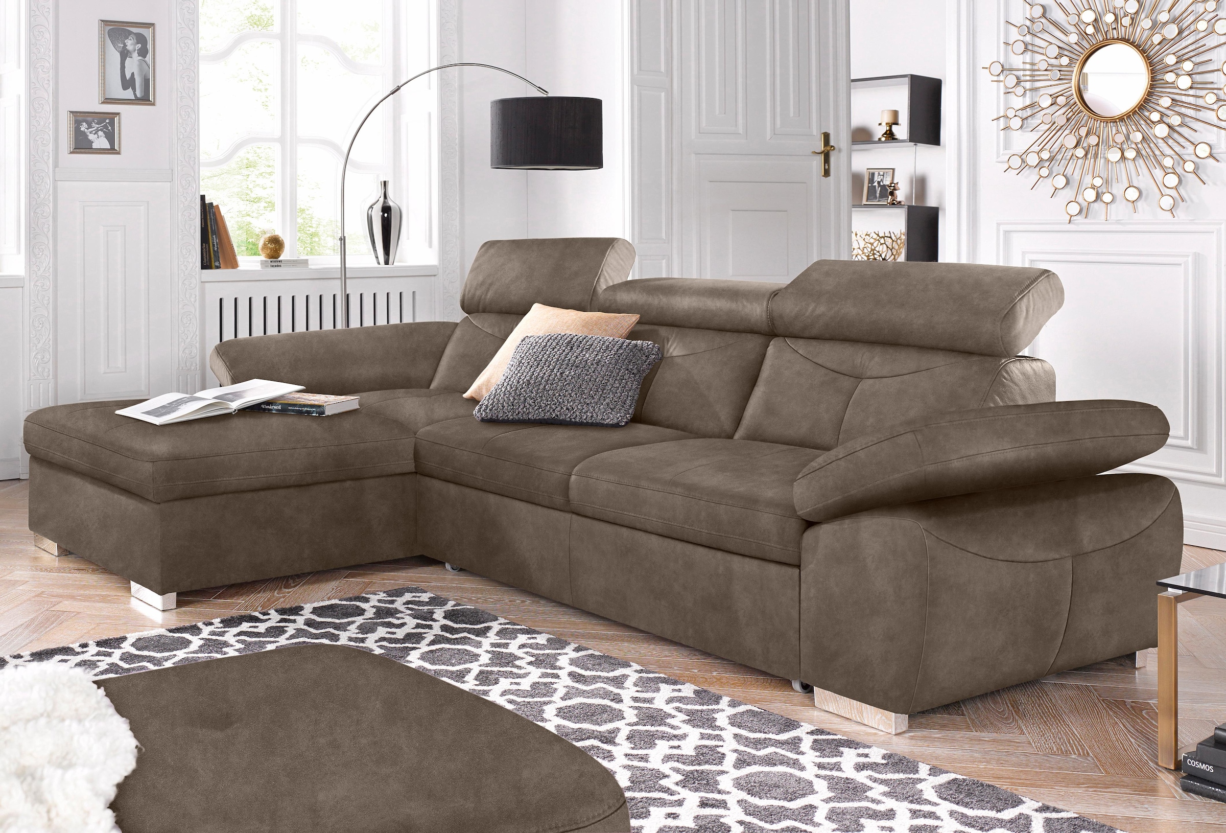 exxpo - sofa fashion Ecksofa »Spring, L-Form«, wahlweise mit Bettfunktion und Bettklasten