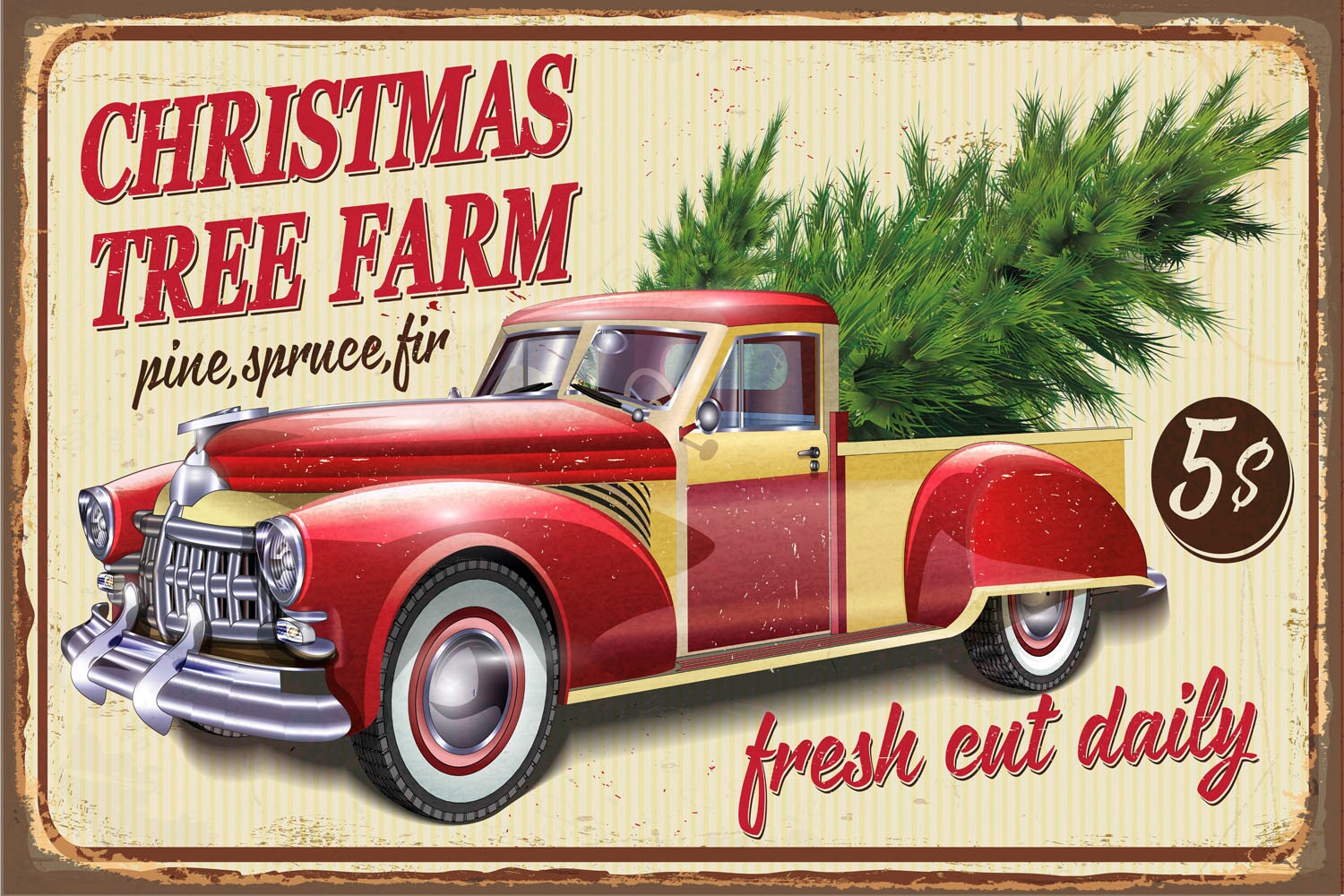 queence Metallbild »Christmas Tree Farm« 1 Stk. tlg. Stahlschilder