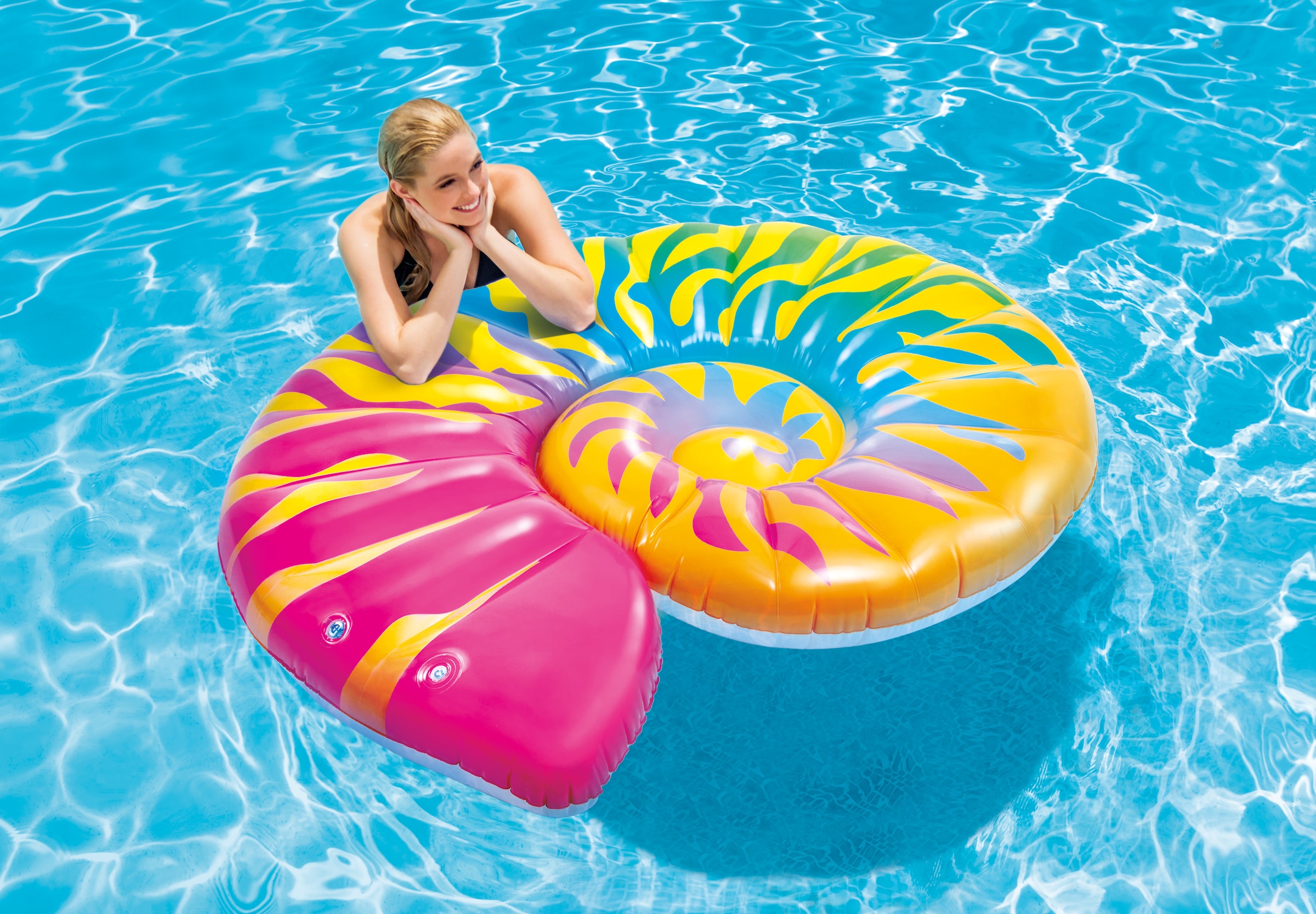 Intex Rechteckpool »»Framepool«549x274x132 cm«, (Set), inkl. Luftmatratze Rainbow Seashell Float