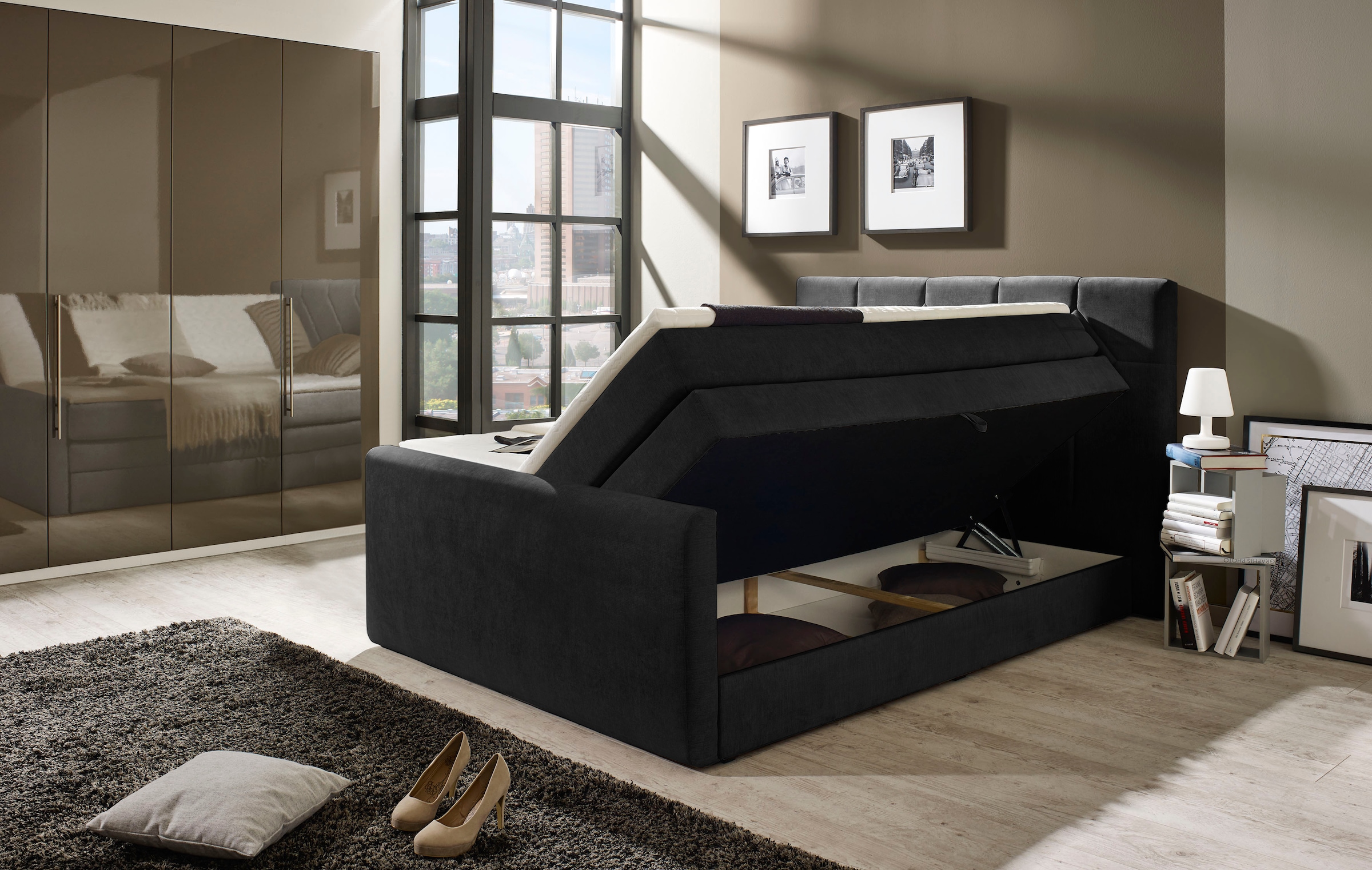 Places of Style Boxspringbett »Atlanta«, inklusive Topper und Bettkasten