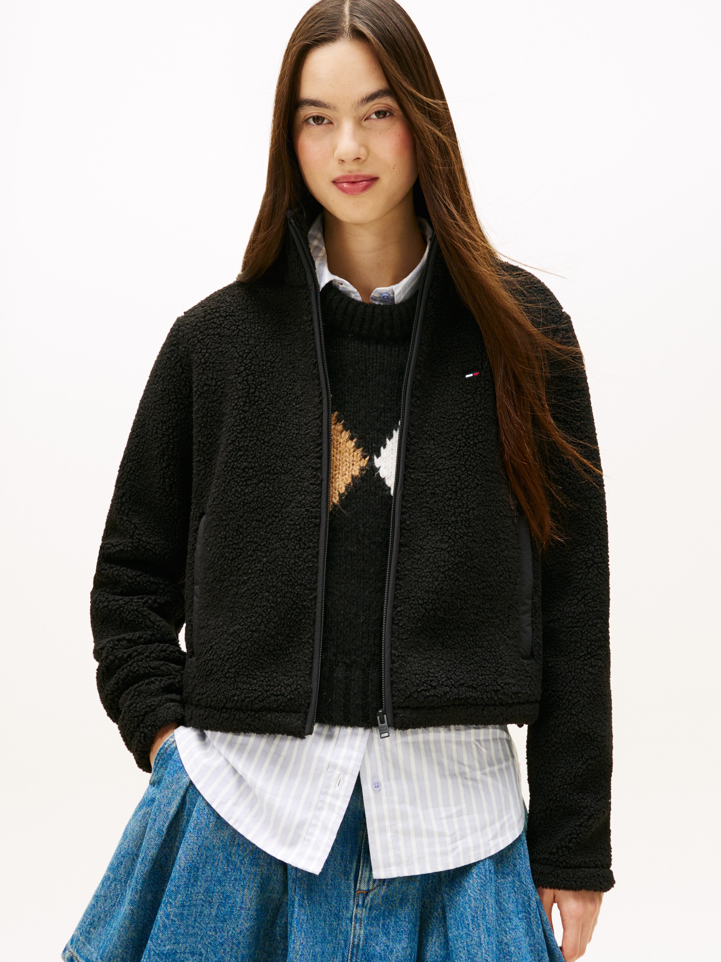 Tommy Jeans Sweatjacke »TJW REG SH S-FLAG TEDDY ZIP THRU«