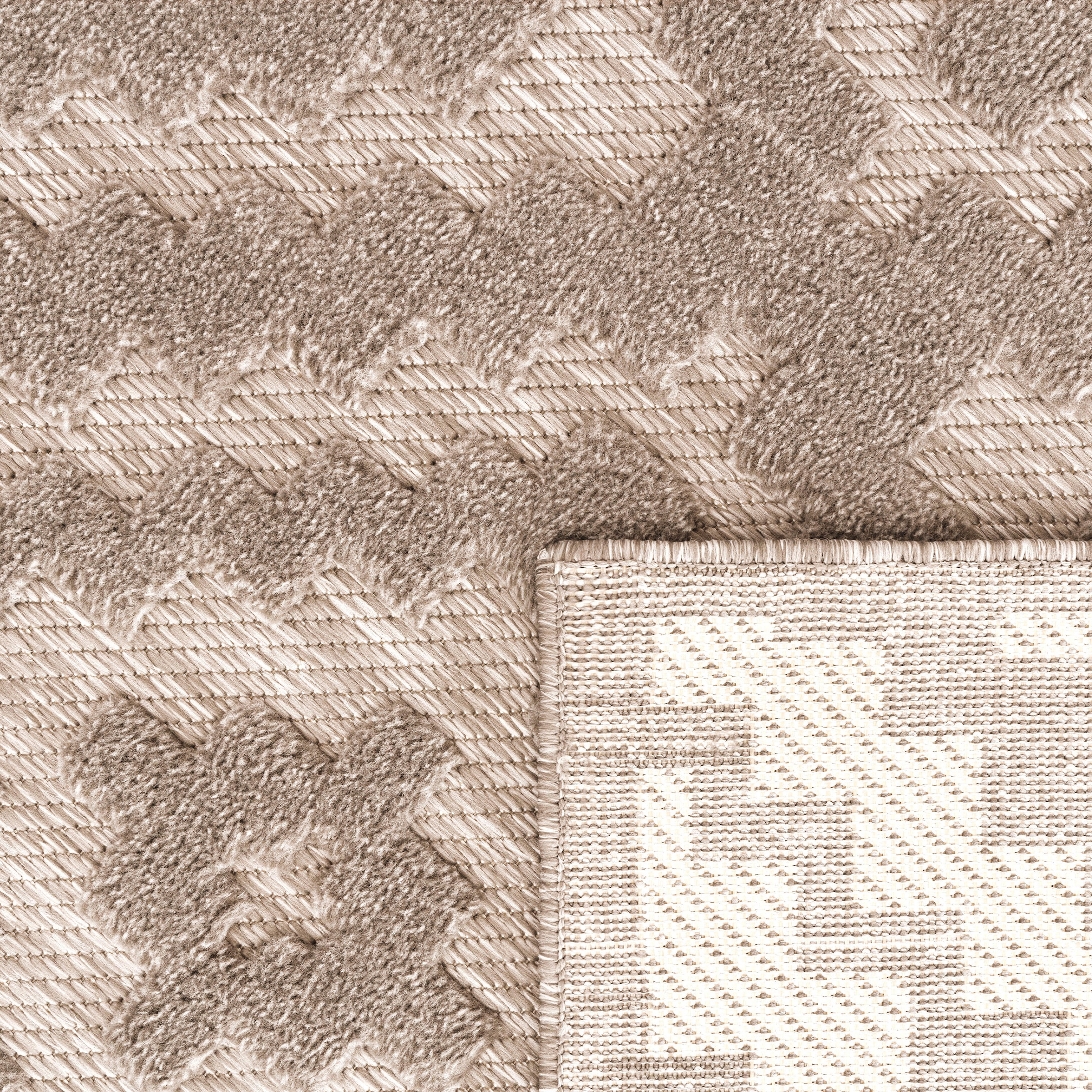 Paco Home Teppich »Livorno bestellen OTTO Scandi, Muster, geeignet rechteckig, im Effekt, Online Rauten Shop 671«, Uni-Farben, Outdoor Hoch-Tief