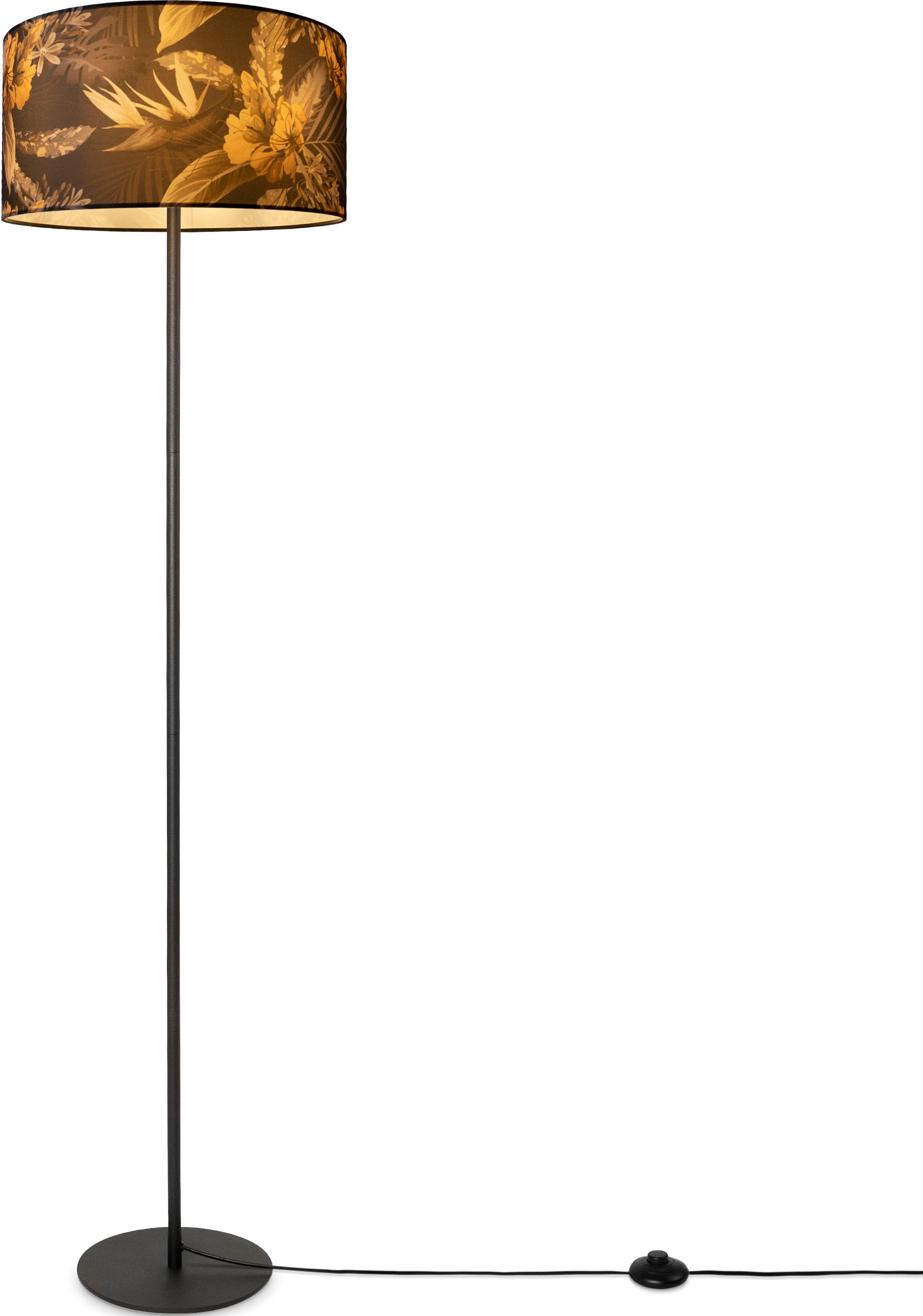 Paco Home Stehlampe »Luca Flower«, Leuchtmittel E27 | ohne Leuchtmittel, Standlampe Stoff Lampenschirm Wohnzimmer Textil Schirm Blumen Muster