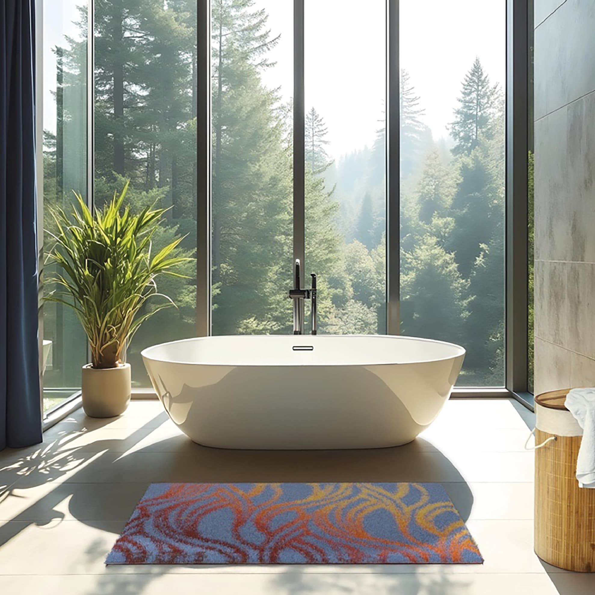 Grund Badematte »Mayra« Höhe 20 mm rutschhemmend beschichtet fußbodenheizungsgeeignet Frisches Wellenmuster in lebendigen Farben , 5 Jahre Garantie