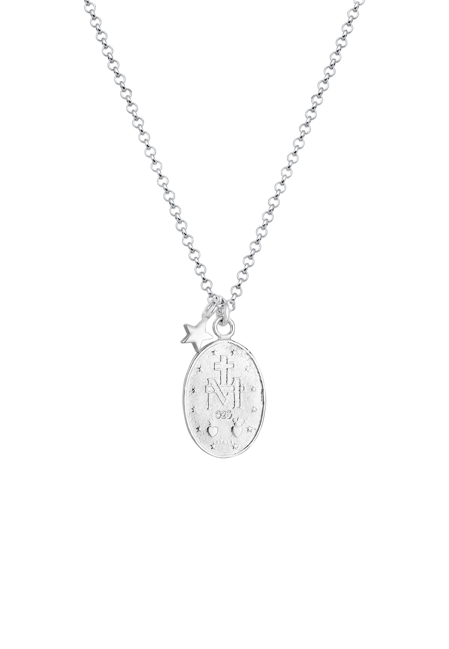 Elli Kette mit Anhänger »Halskette Marienbild Stern Glaube 925 Sterling Silber«