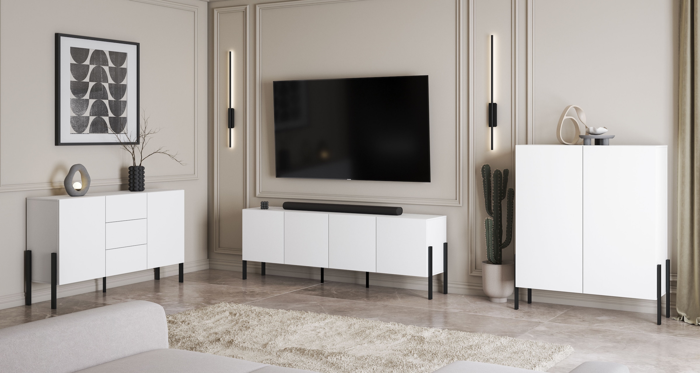 INOSIGN Sideboard »Jukon, Breite 150 bzw.180 cm, moderne grifflose Kommode«, Schubladenschrank 2 Türen/3 Schubkästen, push-to-open-Funktion