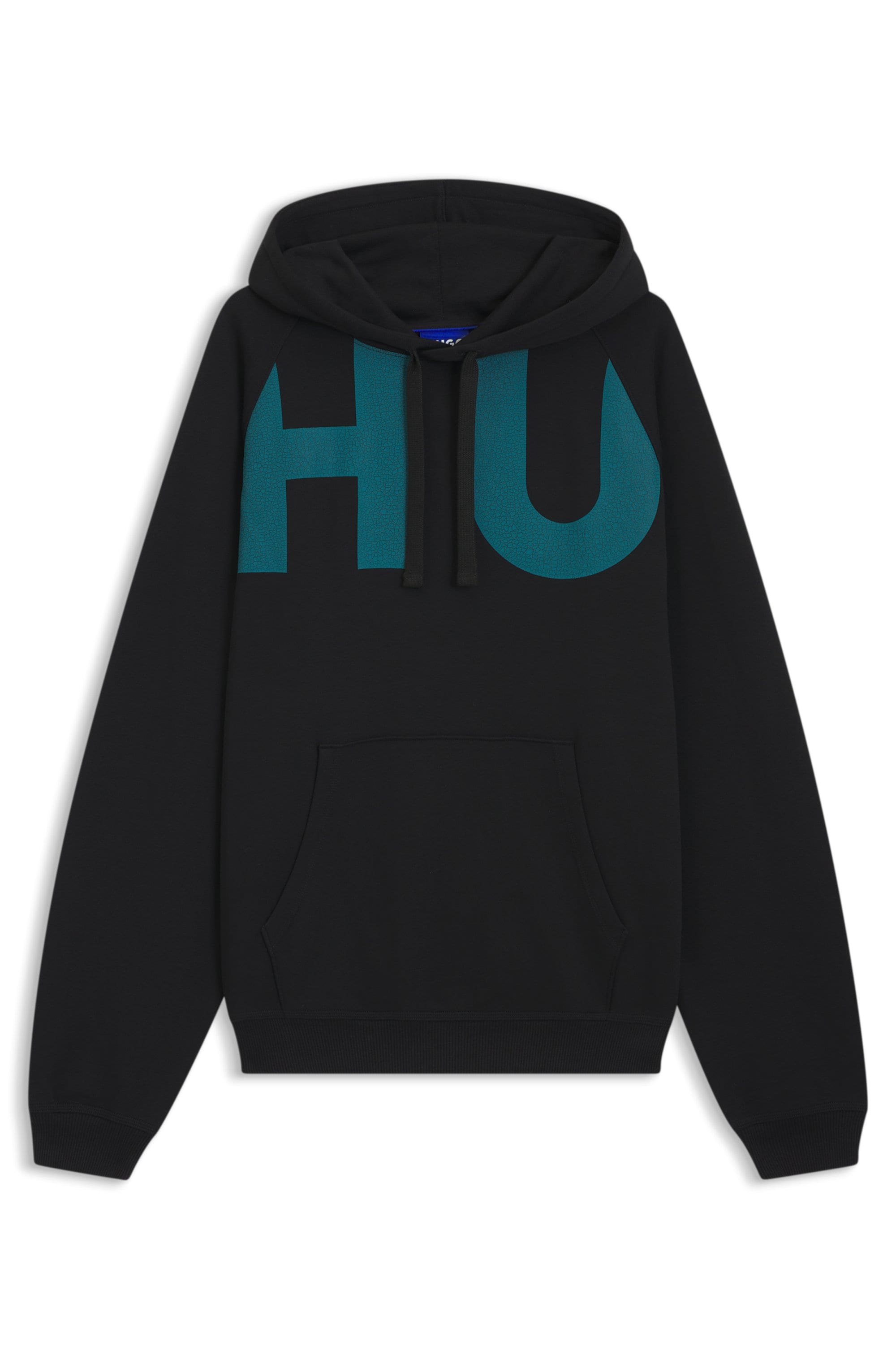 HUGO Blue Hoodie , Loose Fit, Druck vorne und hinten, Kapuze mit Kordelzug, Kängurutasche
