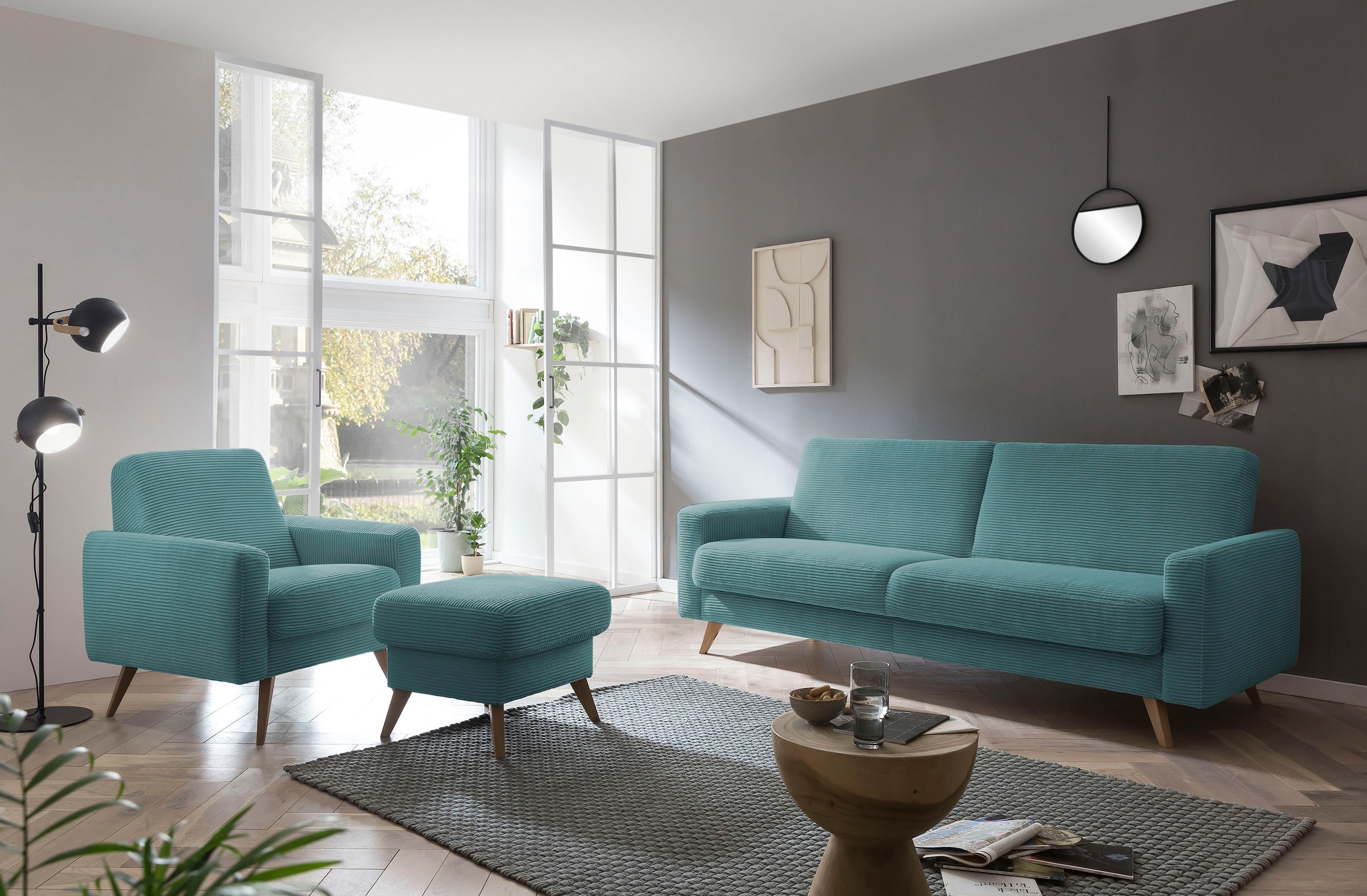 exxpo - sofa fashion Sessel »Samso, Loungesessel«, elegant und bequem, aktueller Cord Bezug