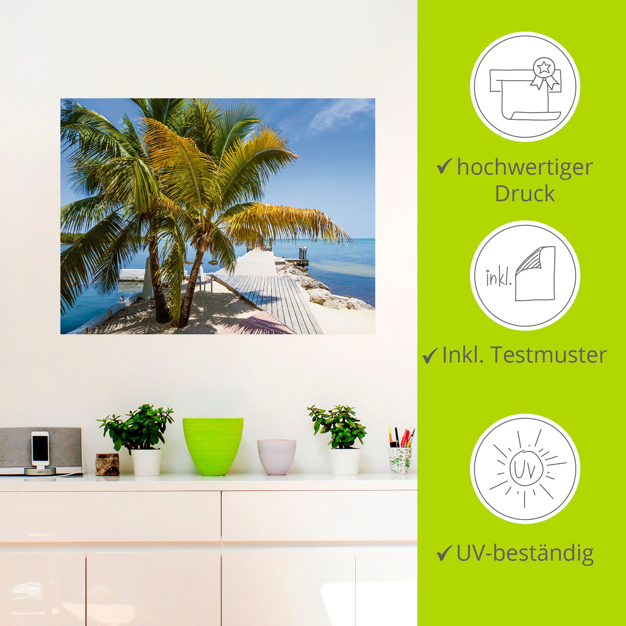 Artland Wandbild »Florida Keys Himmlischer Blick«, Strand, (1 St.), als Leinwandbild, Wandaufkleber in verschied. Größen