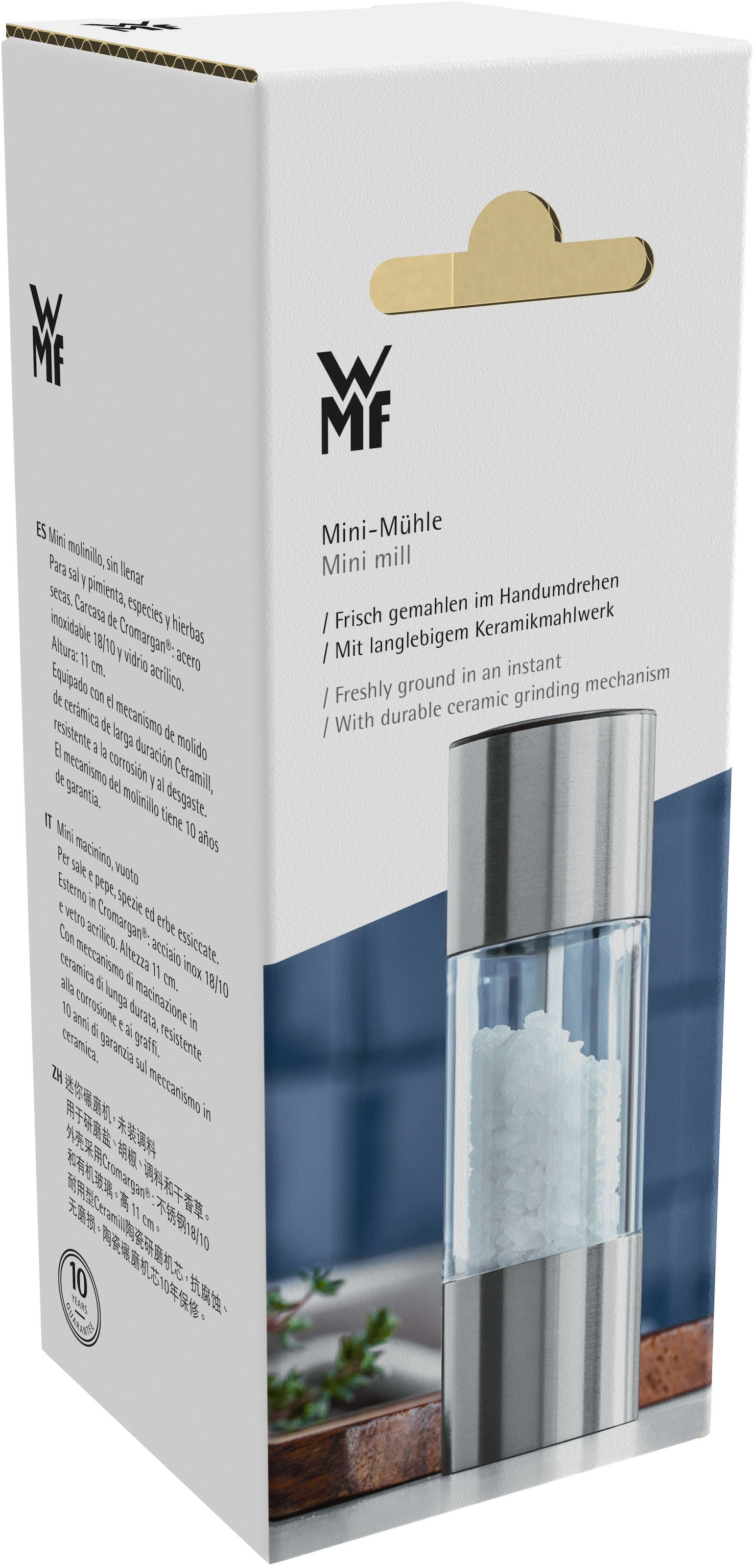 WMF Gewürzmühle »WMF« Mini Mühle, Keramikmahlwerk, einstellbare Mahlstärke, Cromargan