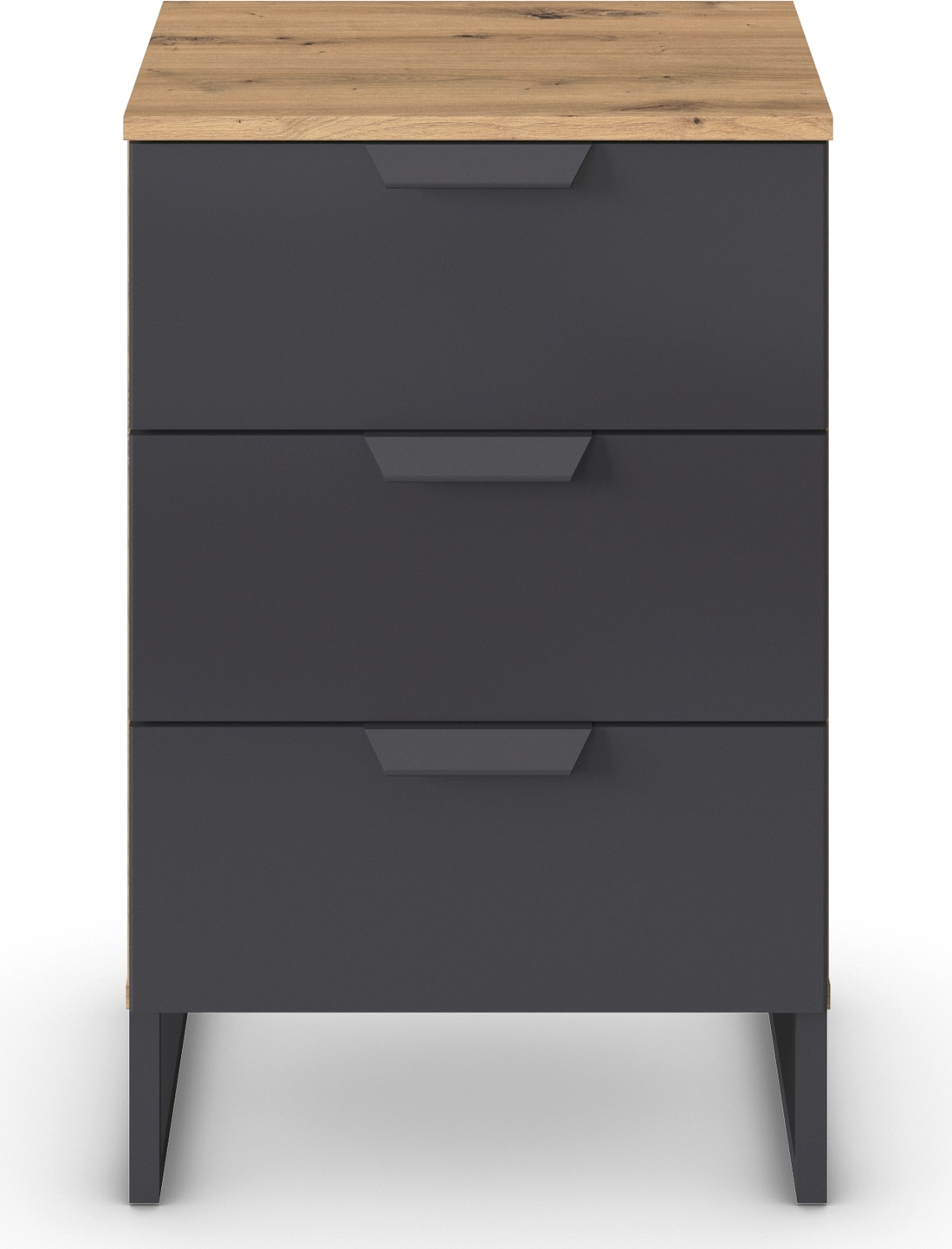 rauch Nachtkommode »Dark&Wood by Aditio«, im Industrial Style mit Kufenfuß, 3 Schubladen mit Softclose-Funktion
