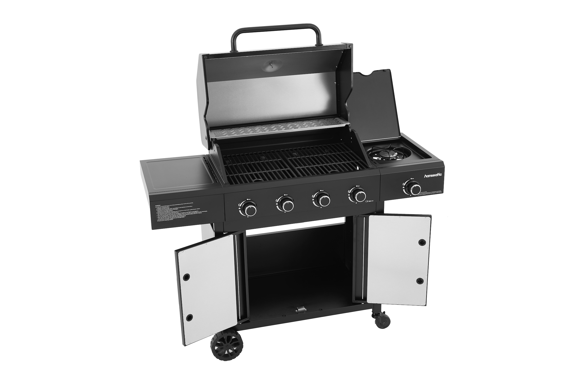 Hanseatic Gasgrill »4-Brenner Rockford Black« BxTxH: 112x113x59cm, mit 2 Grillrosten