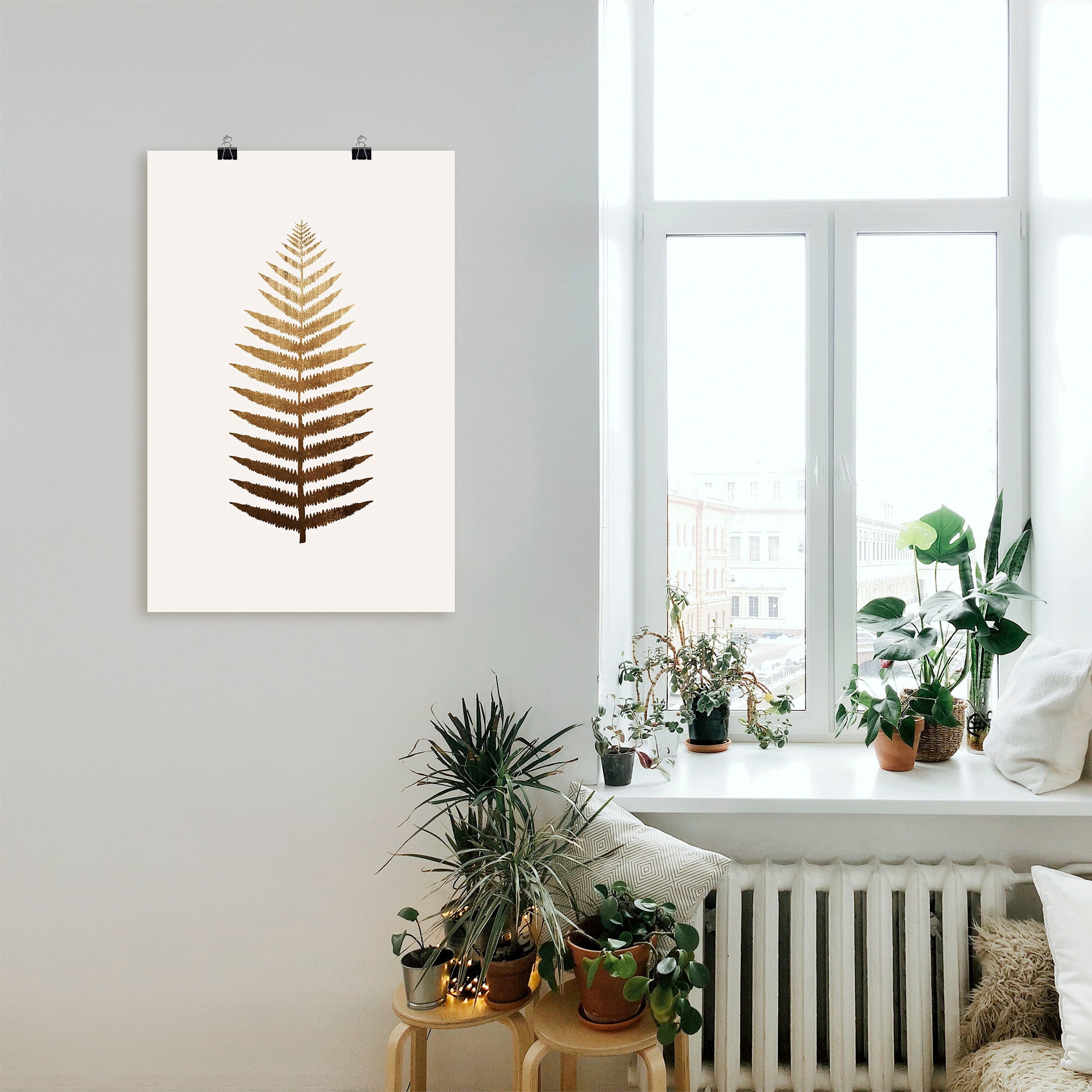 Artland Wandbild »Goldenes Blatt«, Blätterbilder, (1 St.), als Alubild, Leinwandbild, Wandaufkleber oder Poster in versch. Größen
