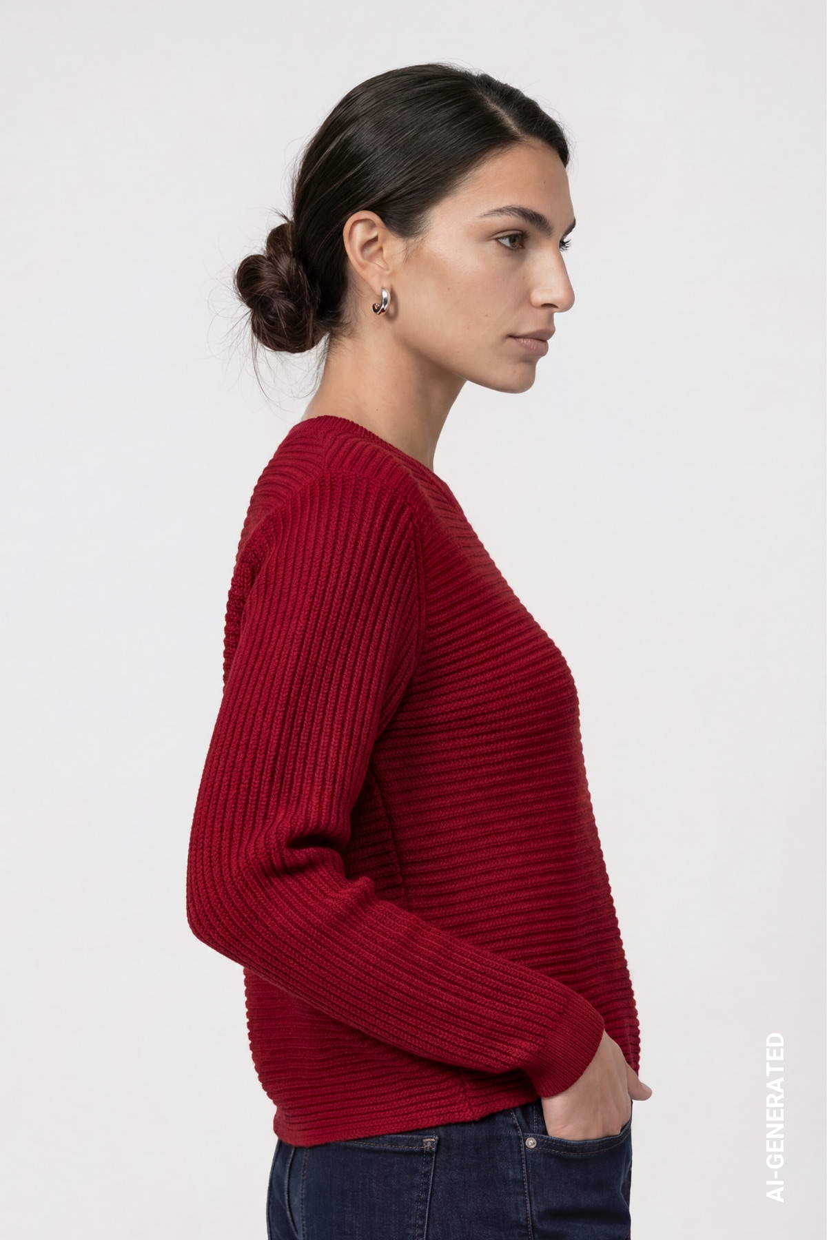Monari Strickpullover »Pullover Basic monari Rippe« Regular fit mit Rundhalsausschnitt