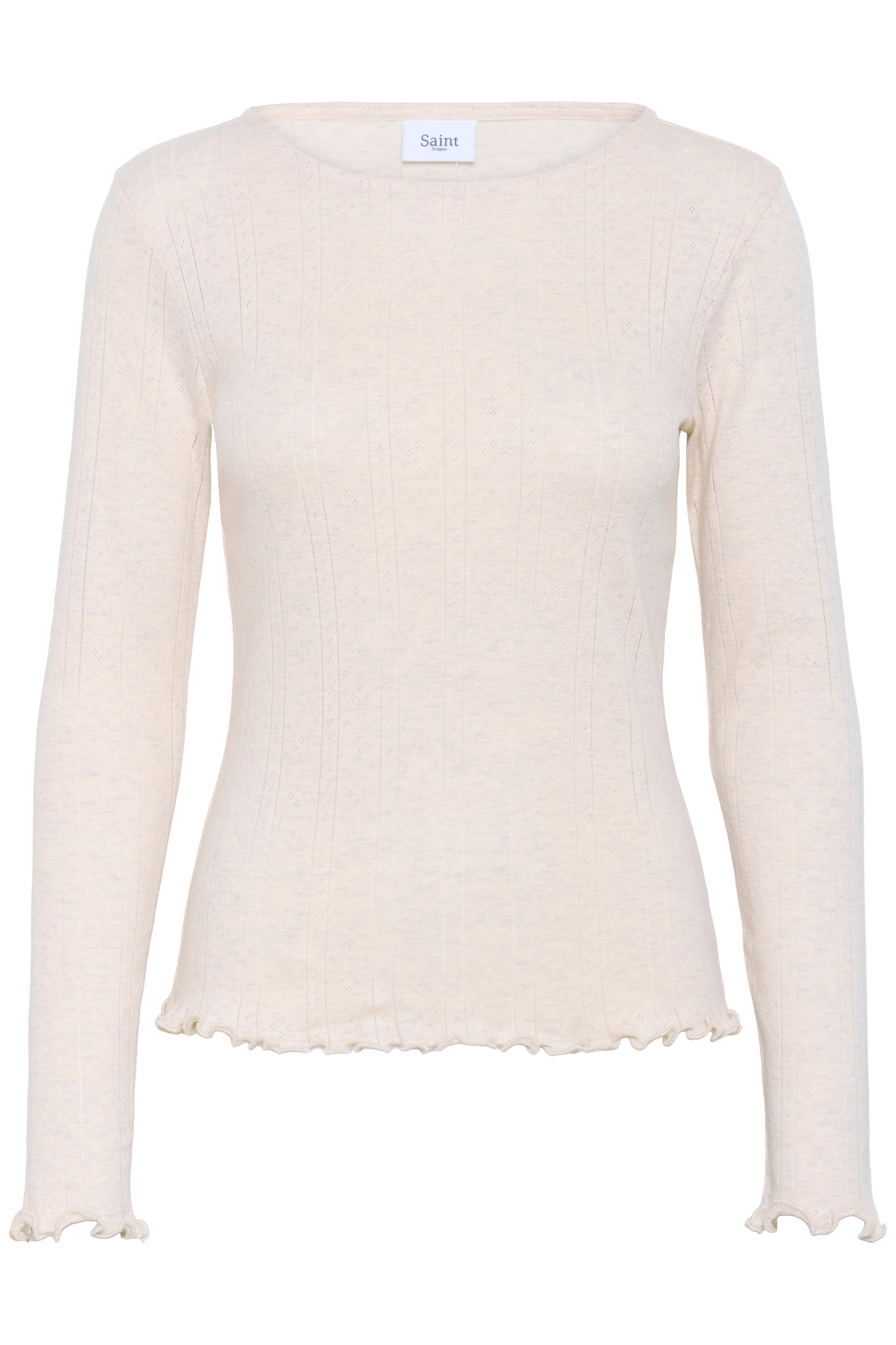 Saint Tropez Langarmshirt »GruSZ Blouse«, gewellter Saum