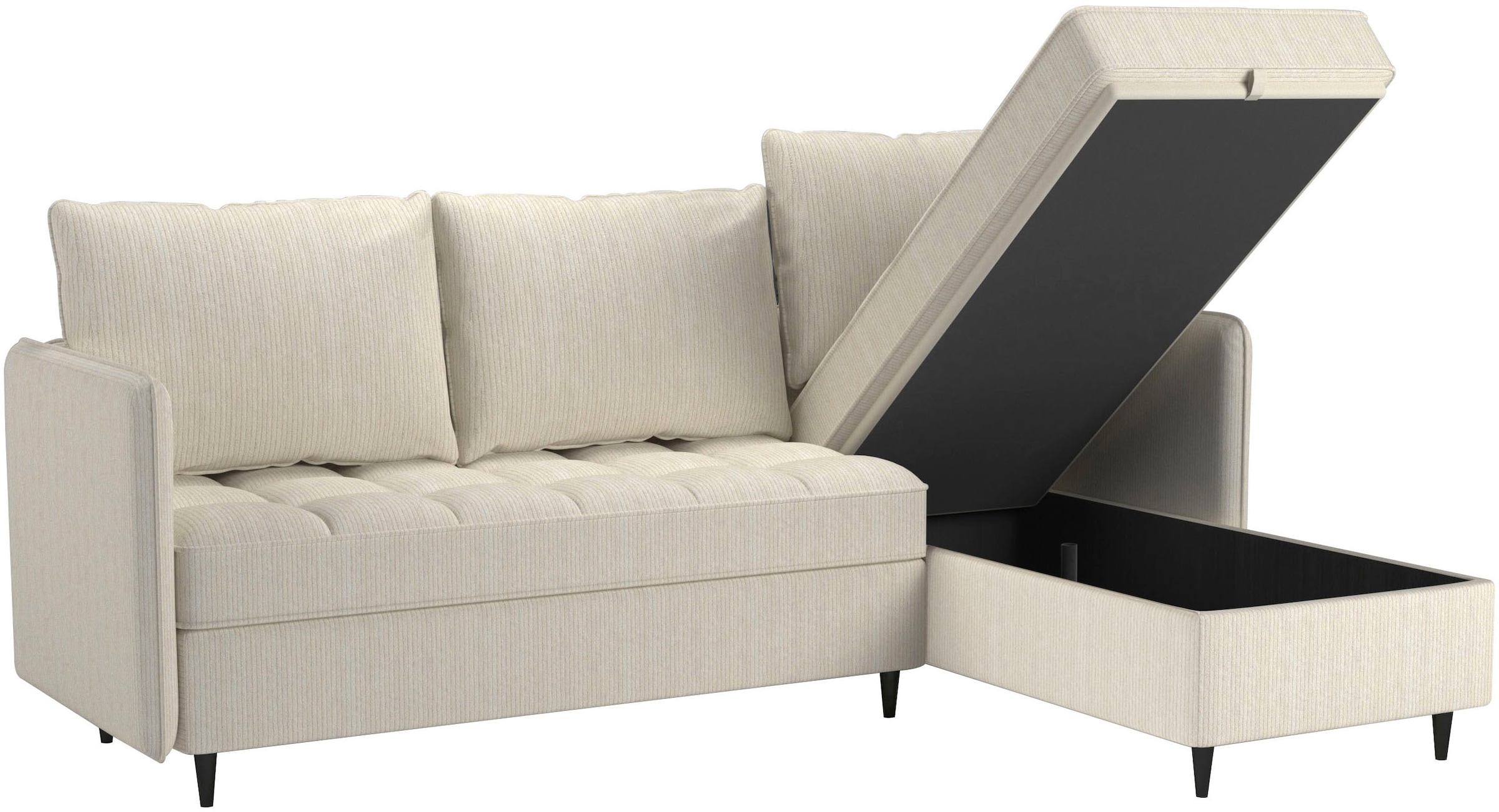 Dorel Home Ecksofa »LINDHUS, L-Form, verschiedene Stellvarianten, Loungesofa, Schlaf-Liege«, Wohnlandschaft, mit Recamiere, großer Bettkasten, Cord, Chenille