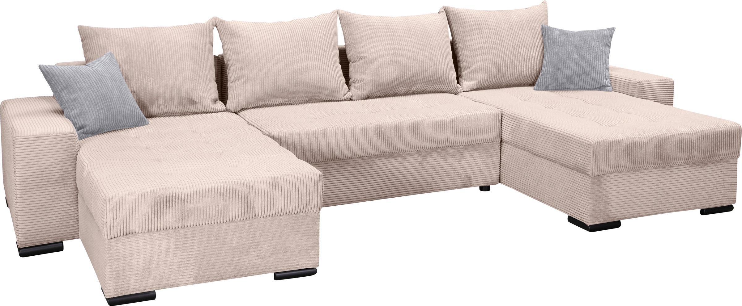 COLLECTION AB Wohnlandschaft »Josy XL U-Form, B: 313 cm in Cord, Cord-Mix« mit Bettfunktion, Bettkasten & 2 Zierkissen, Federkern