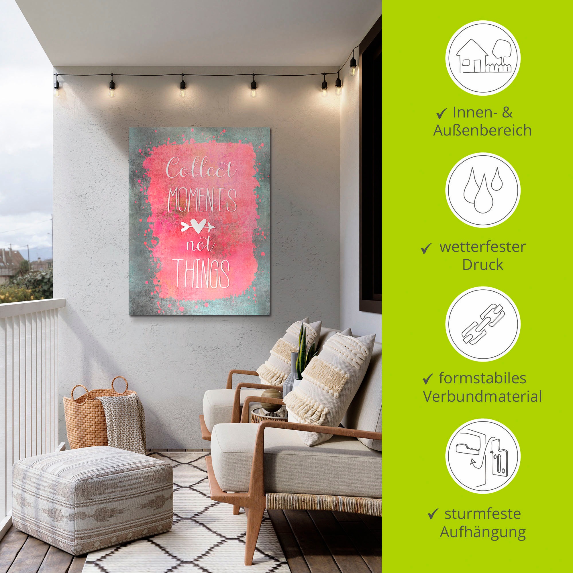 Artland Wandbild »Momente« Sprüche & Texte 1 Stk. tlg. als Alubild, Outdoorbild, Leinwandbild in verschied. Größen
