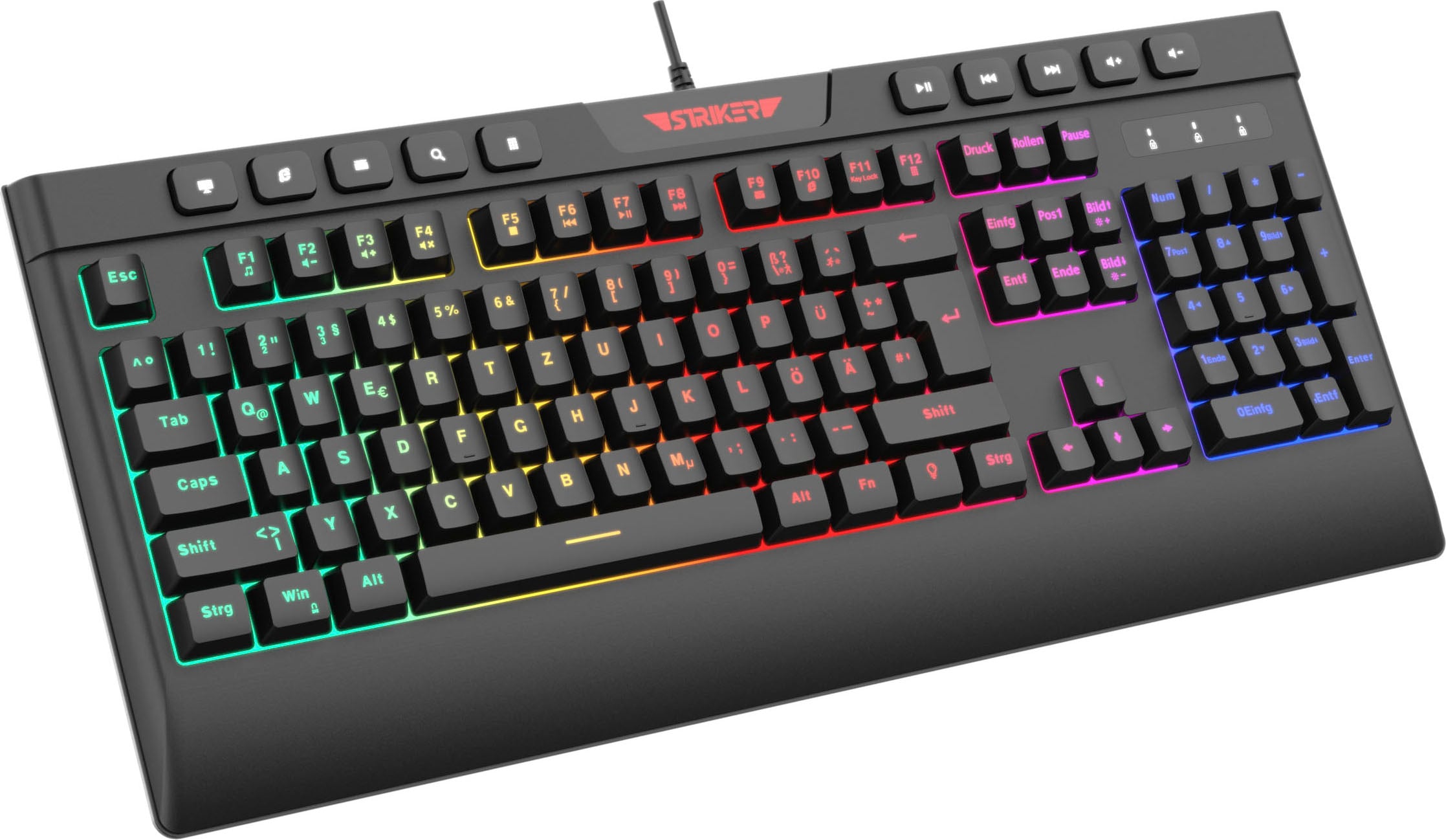 Hyrican Gaming-Tastatur »Striker ST-GKB8115 (Anti-Ghosting, Multimedia-Tasten, RGB)«, (Fn-Tasten-USB-Anschluss-Multimedia-Tasten)