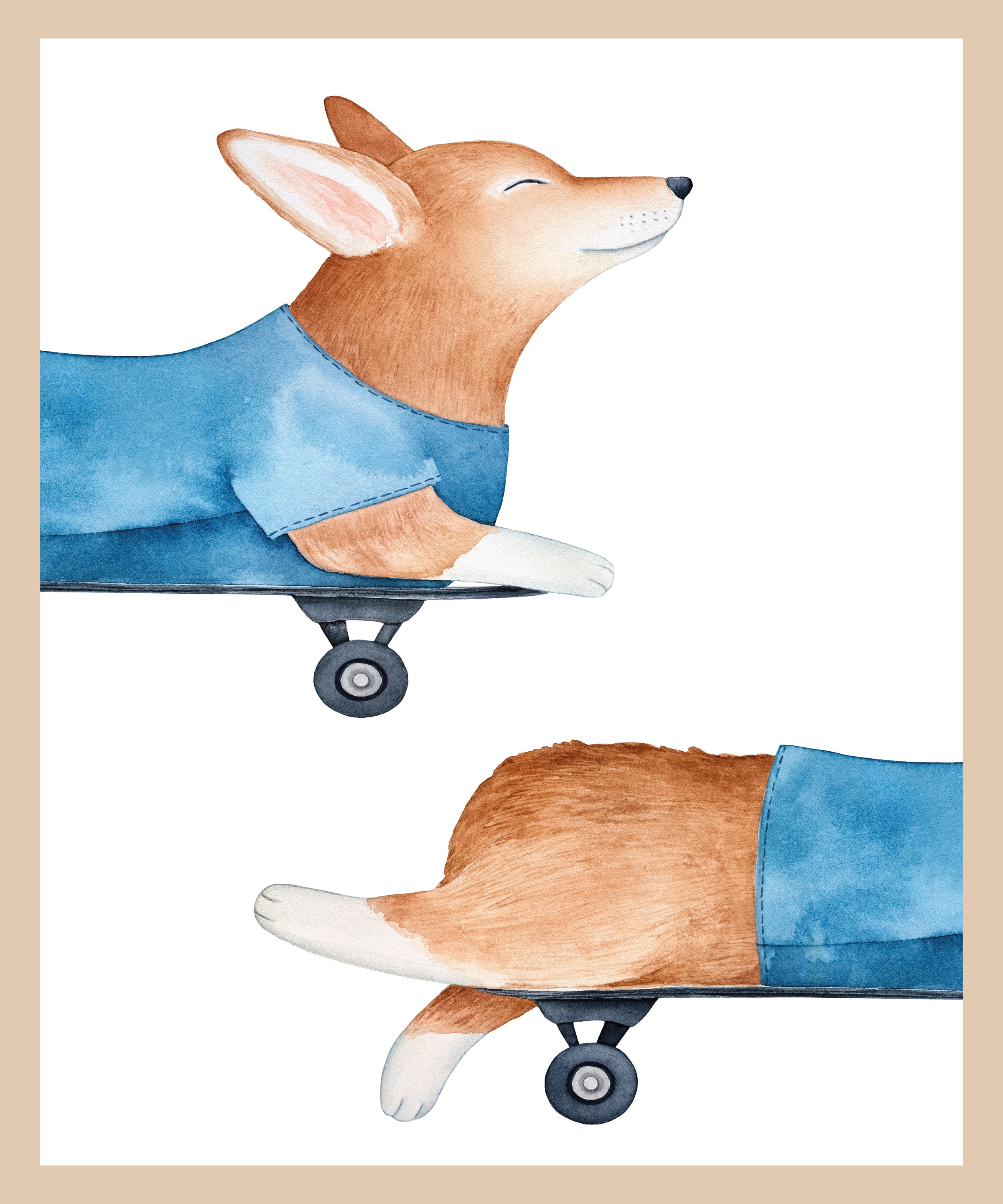 Lüttenhütt Poster »Hund auf Skateboard«, Fahrzeuge-Fantasy-Hund-Hundebilder-Tiere, (1 St.), HD Premium Druck
