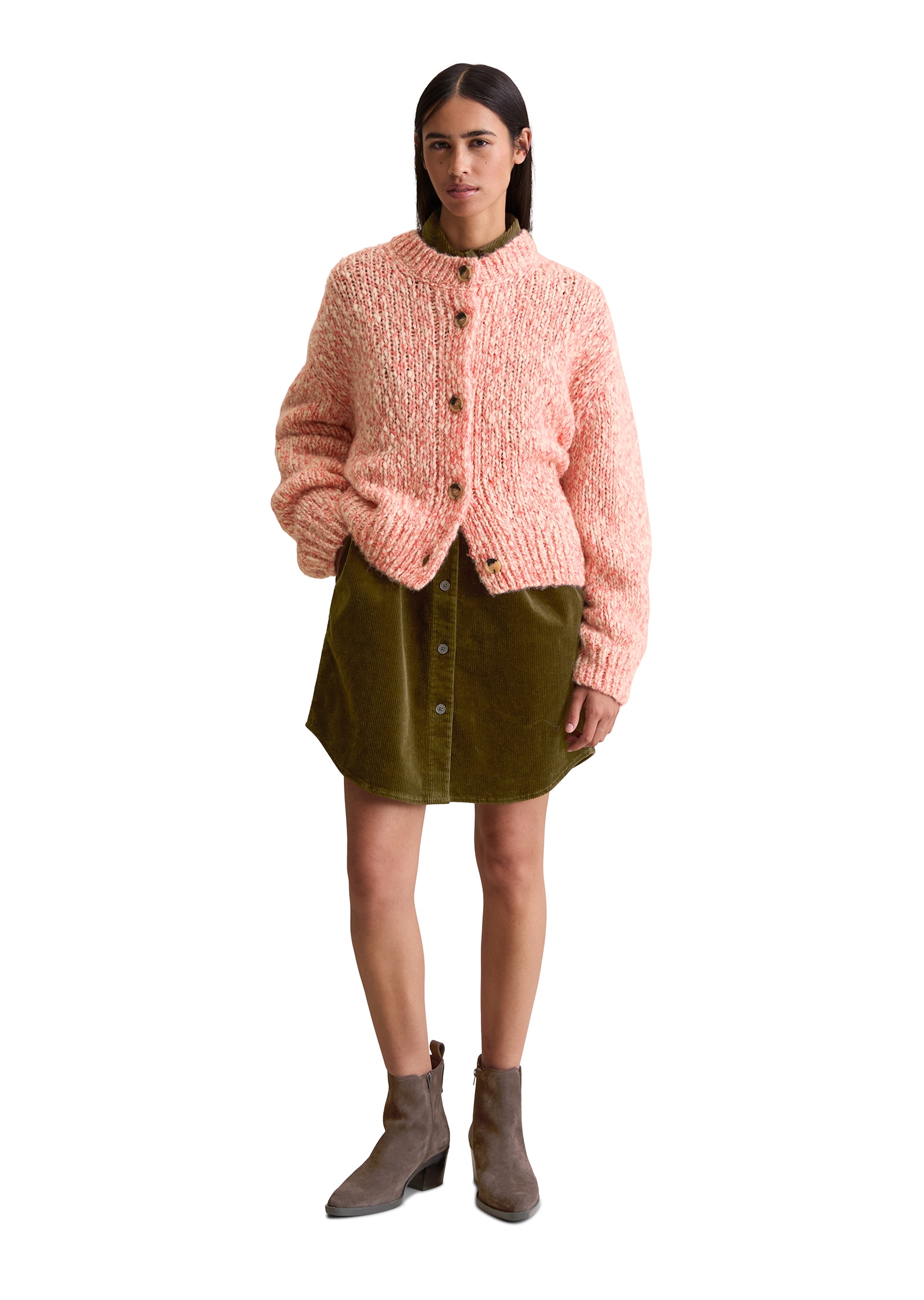 Marc O'Polo DENIM Cardigan, melierte Struktur, lockere Form, Rundhals