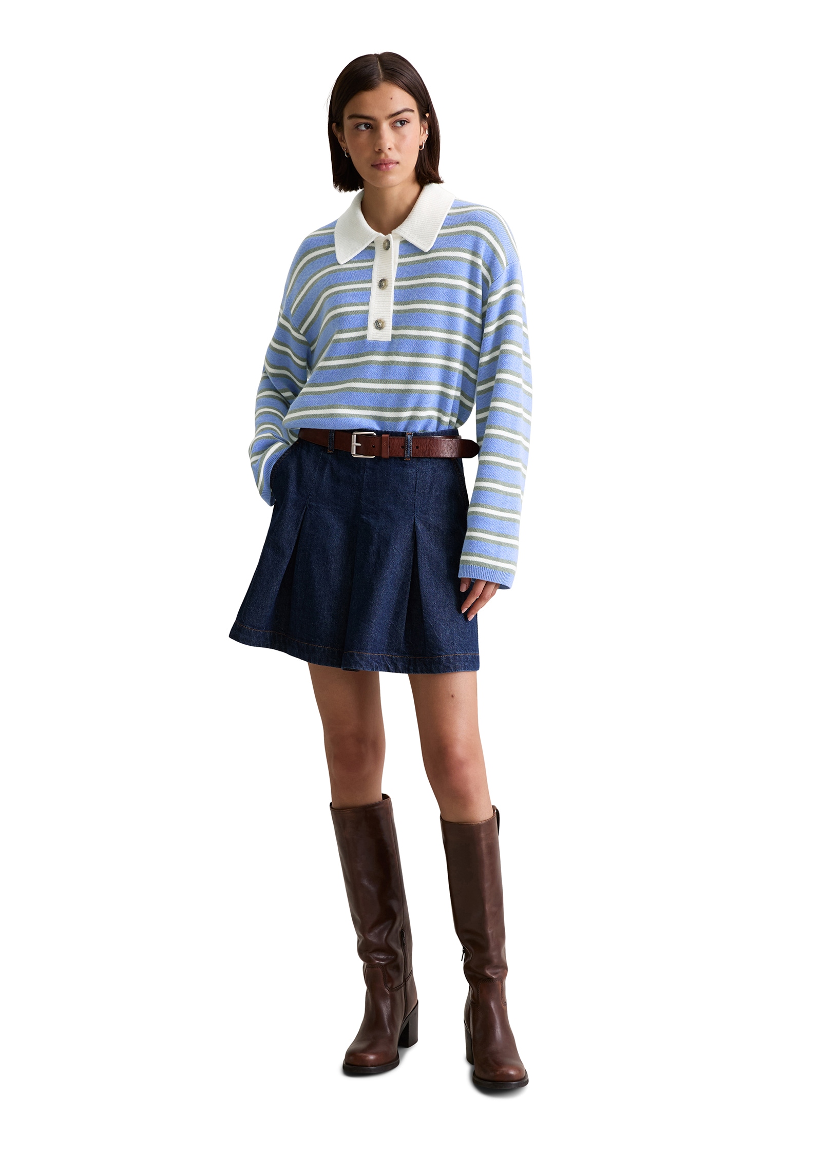 Marc O'Polo DENIM Strickpullover, regular fit aus softem Schurwolle-Viskose-Mix, gestreift