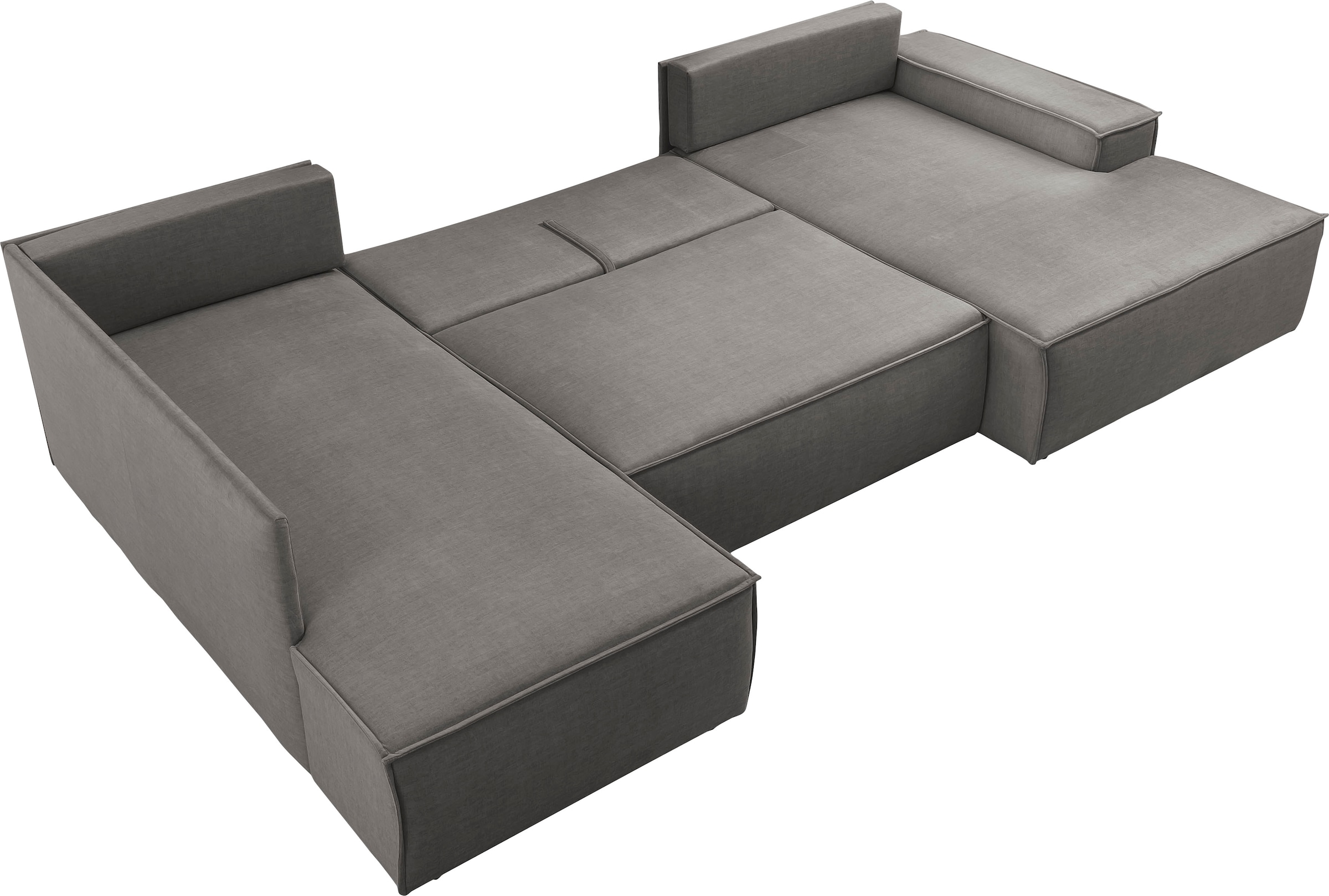 OTTO home Wohnlandschaft »SHERWOOD U-Form, 329 cm - OTTO. Verlässliche Qualität.« Schlaffunktion m. Bettkasten (194x139 cm), Cord, Vintage, Samtvelours