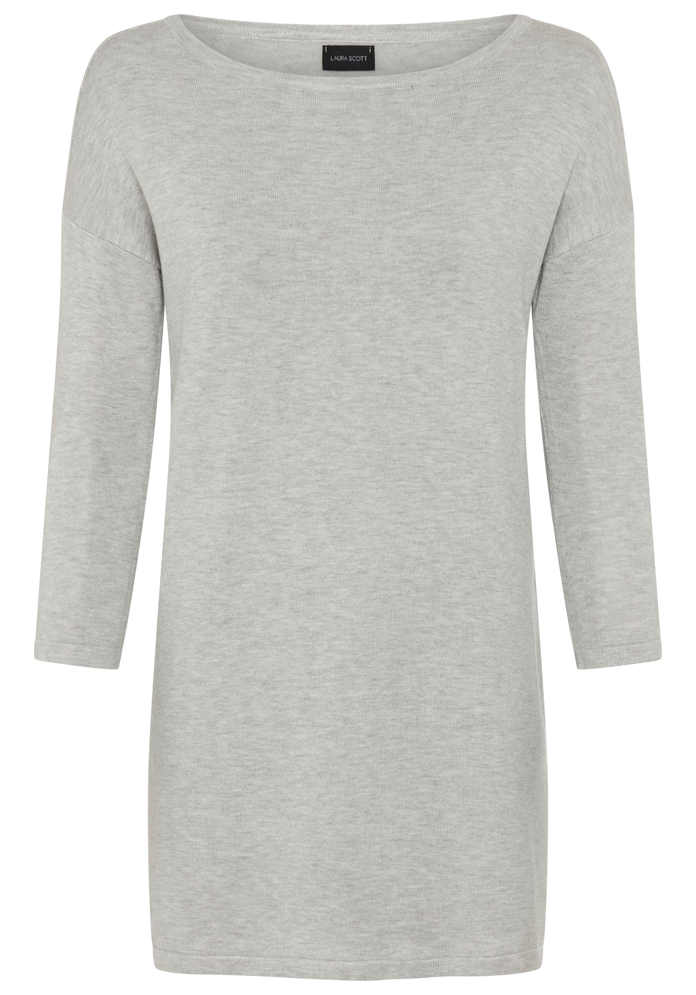 Laura Scott Longpullover Feinstrick mit U-Boot Ausschnitt und seitlichem Schlitz