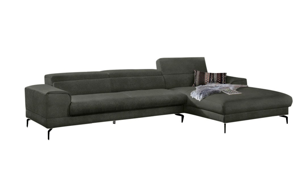 W.SCHILLIG Ecksofa »piedroo, Designsofa mit tollem Sitzkomfort, bequem, L-Form«, Kopfteilverstellung, wahlweise mit Sitztiefenverstellung, Breite 343cm