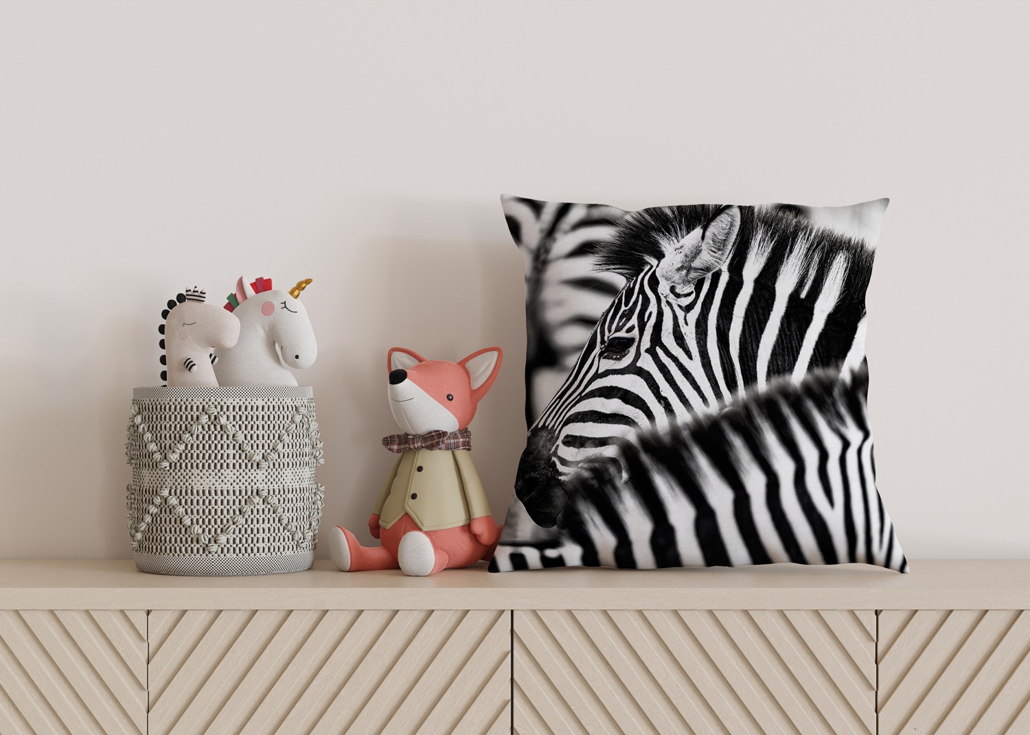 queence Dekokissen »Zebra Herde«, Kissenhülle mit HD Premium Druck, geruchsneutral, 40x40cm