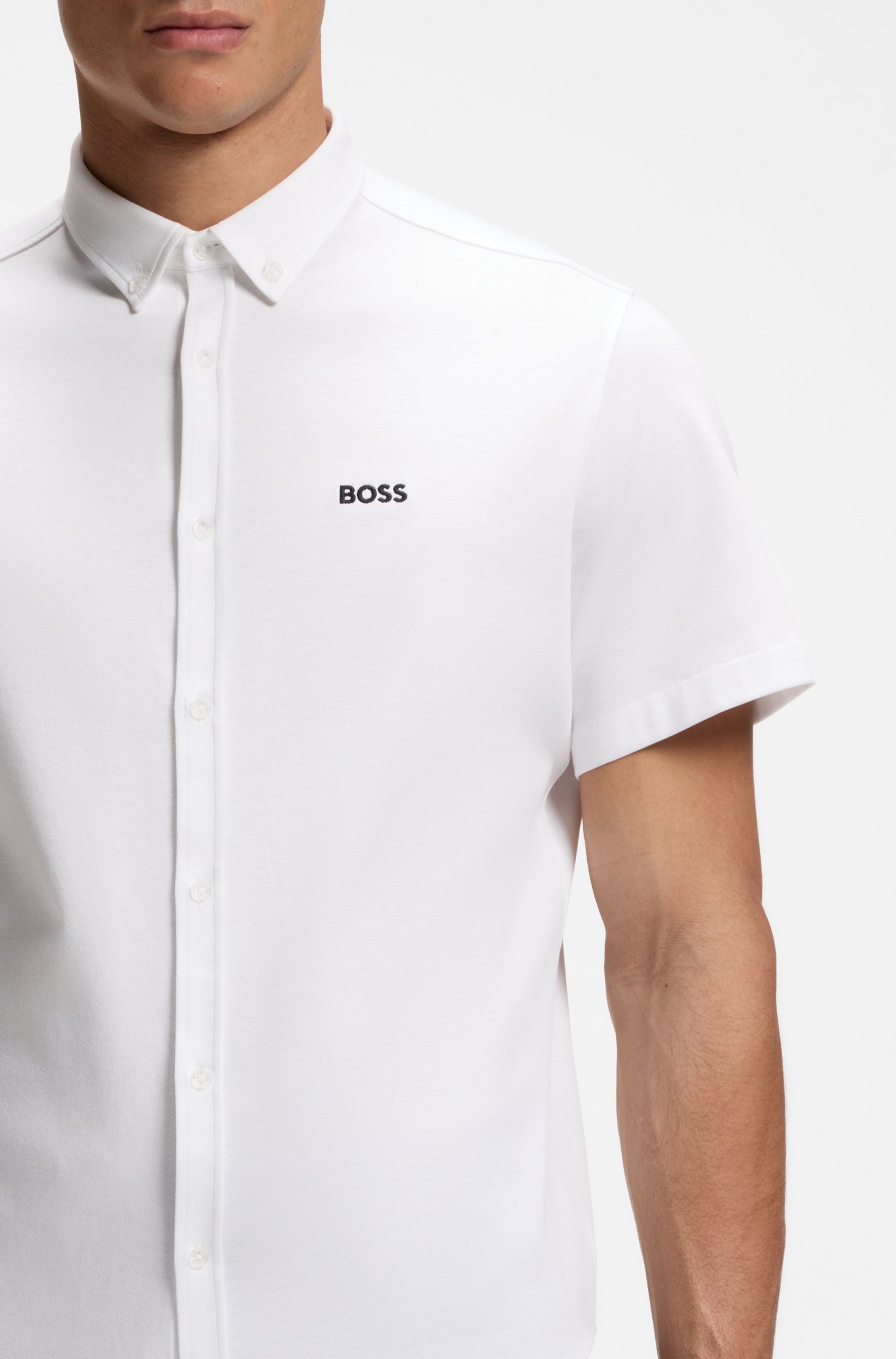 BOSS GREEN Kurzarmhemd »Motion S« Regular Fit, Button-down-Kragen, Kurzarm, Logo-Stickerei