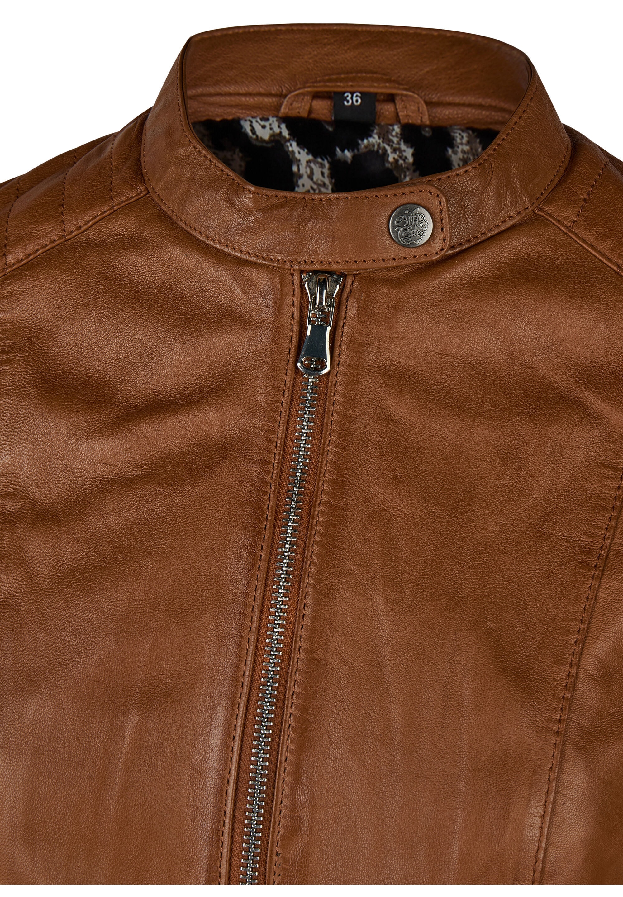 Apple of Eden Lederjacke »Apple of Eden Lederjacke« ohne Kapuze Stehkragen mit Druckknopf